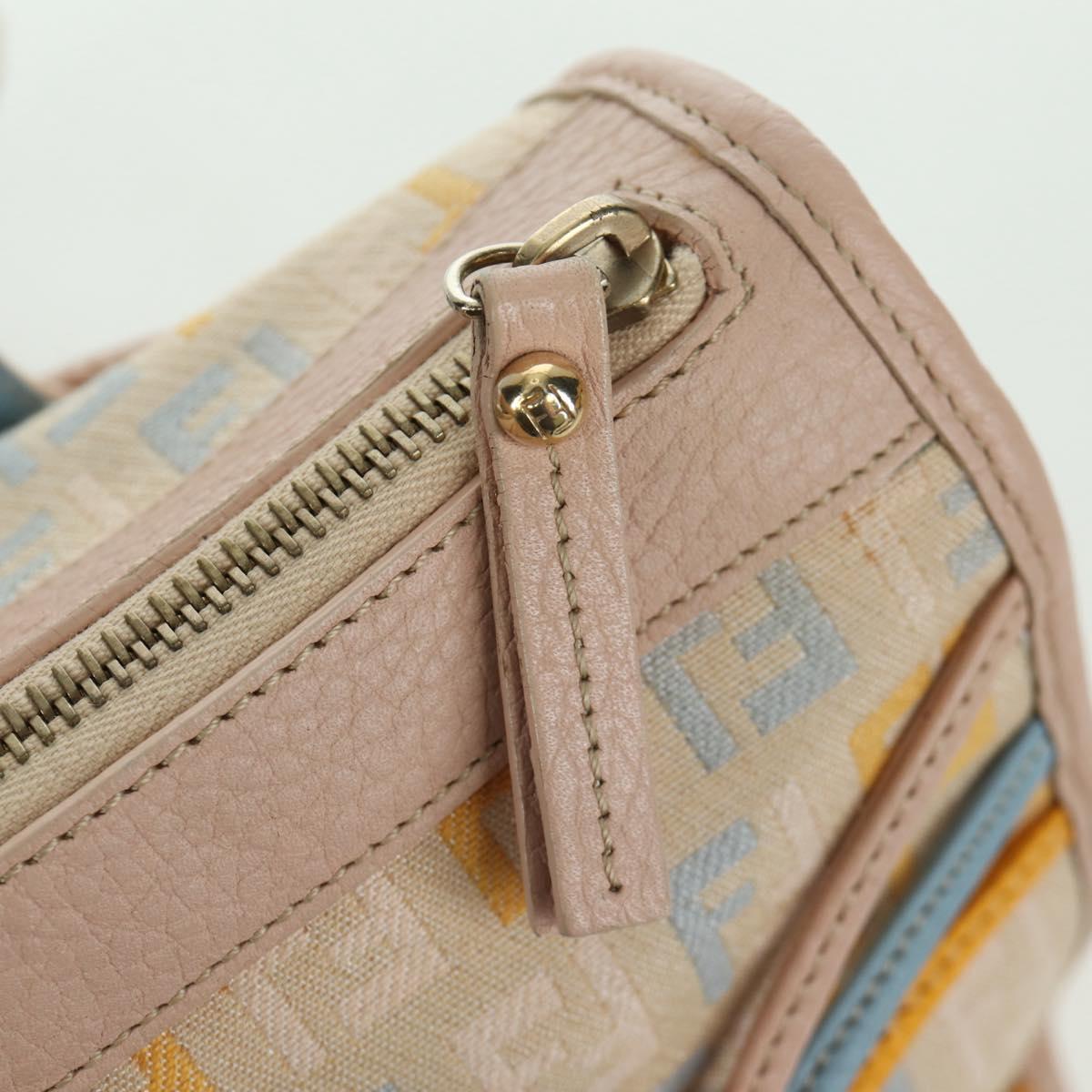 FENDI Zucchino Canvas Hand Bag Pink Gold Auth AMZ369A