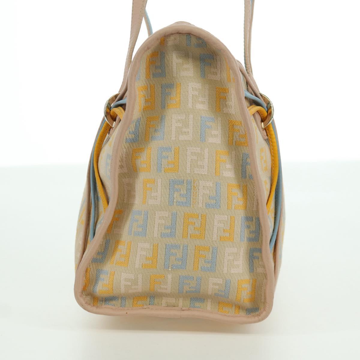 FENDI Zucchino Canvas Hand Bag Pink Gold Auth AMZ369A