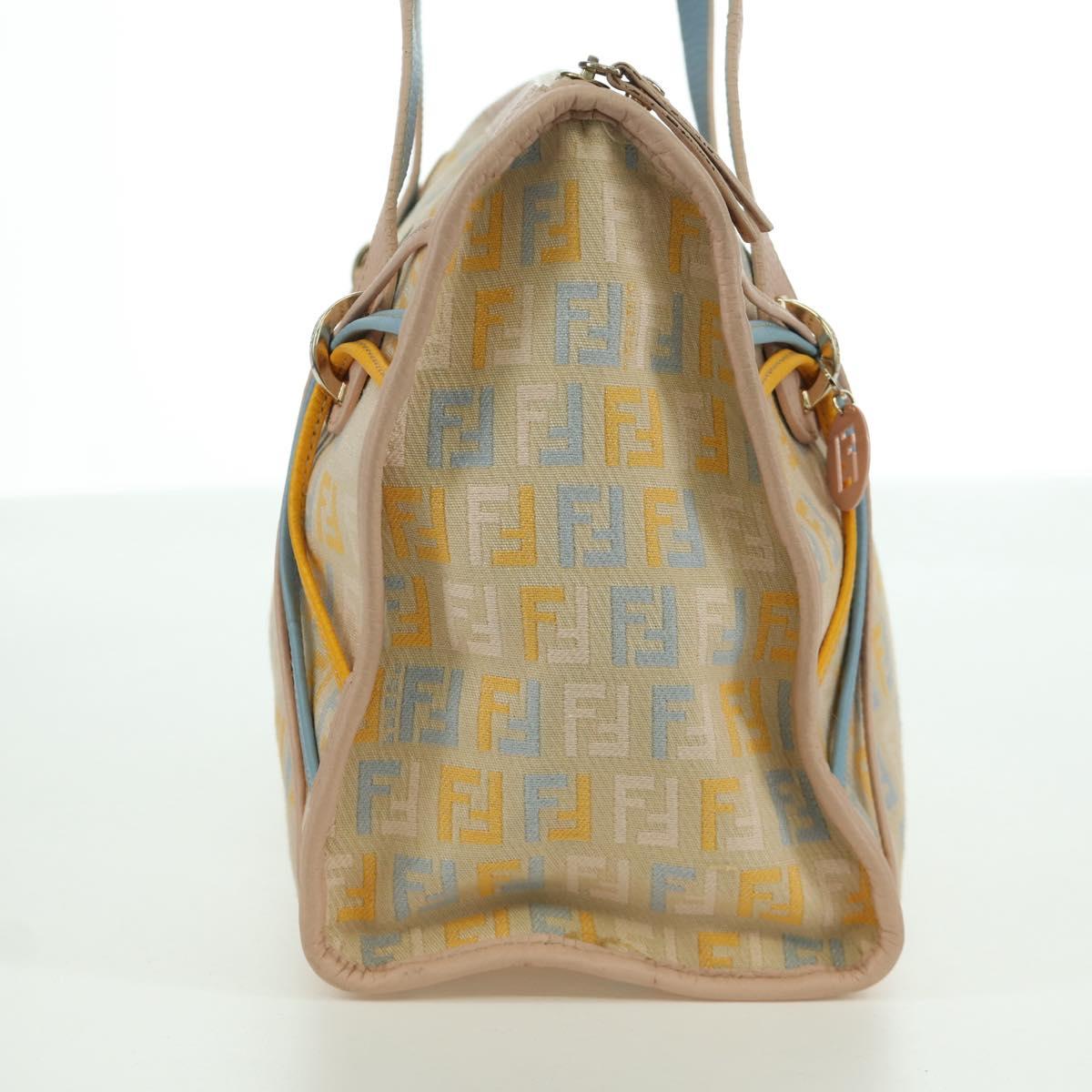 FENDI Zucchino Canvas Hand Bag Pink Gold Auth AMZ369A