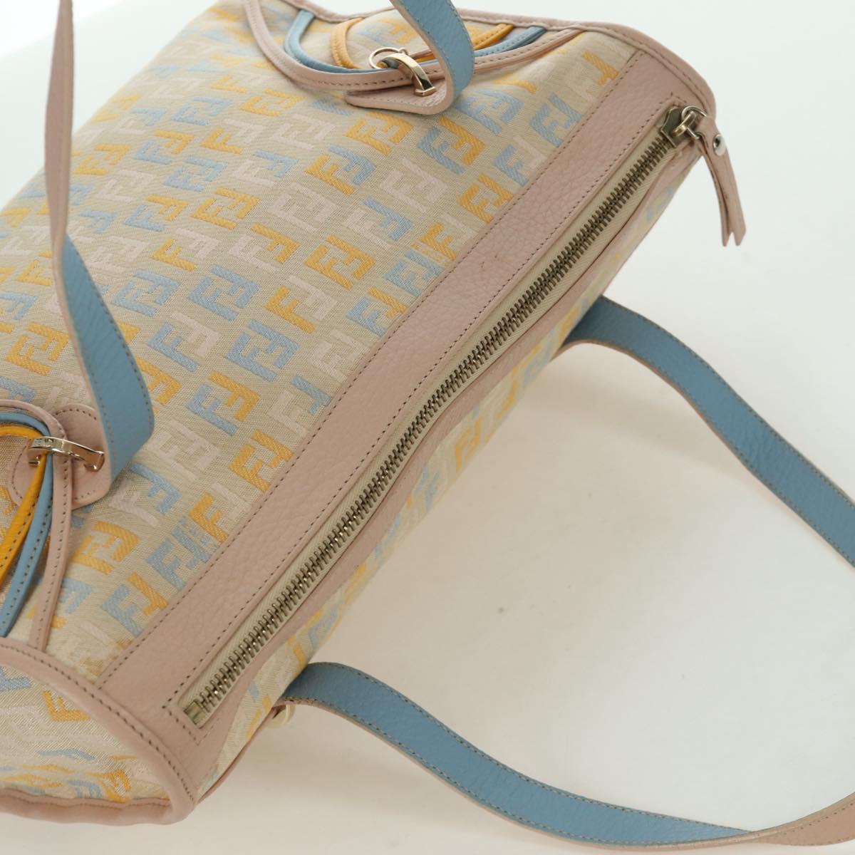 FENDI Zucchino Canvas Hand Bag Pink Gold Auth AMZ369A