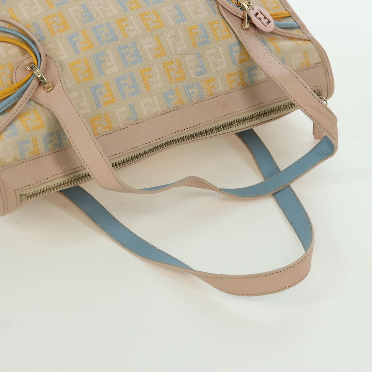 FENDI Zucchino Canvas Hand Bag Pink Gold Auth AMZ369A