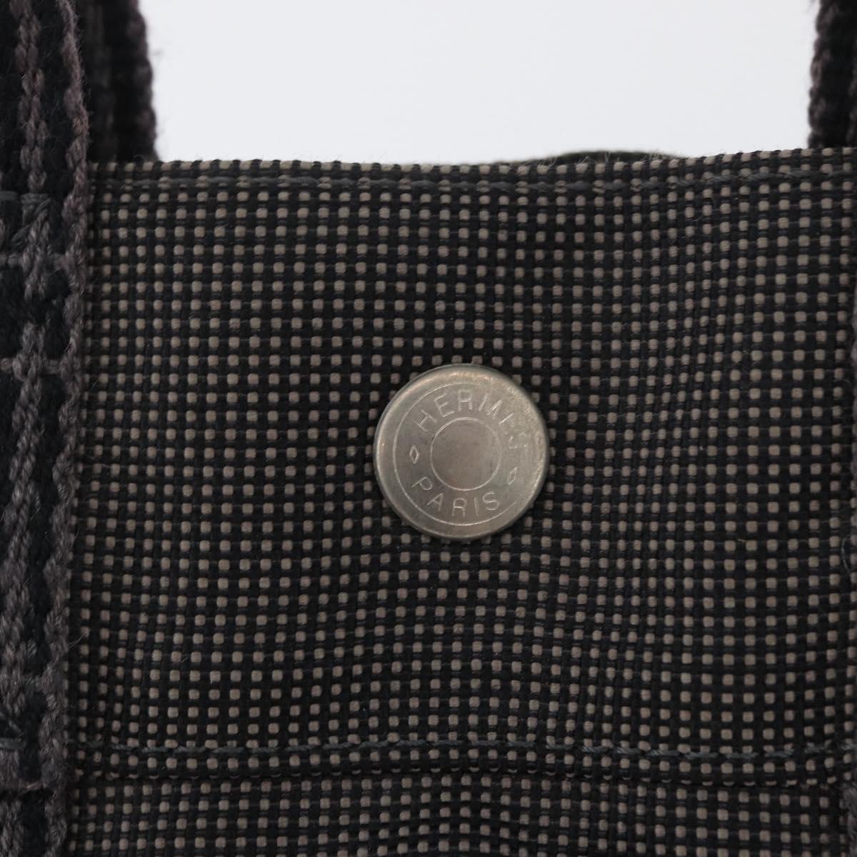 HERMES Her Line PM Hand Bag Canvas Gray Silver Auth AMZ370