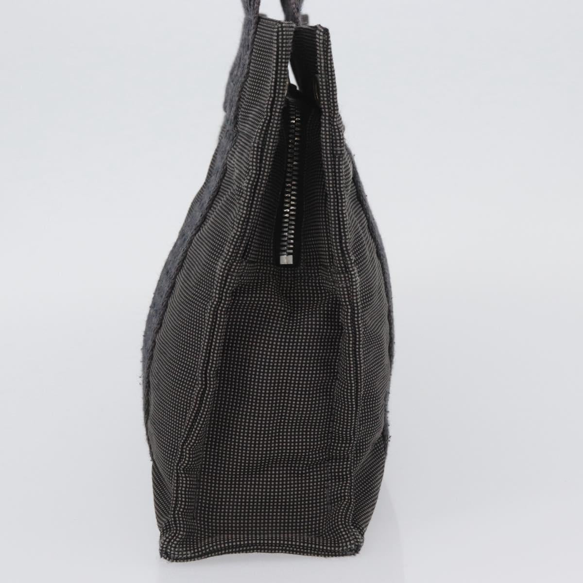 HERMES Her Line PM Hand Bag Canvas Gray Silver Auth AMZ370