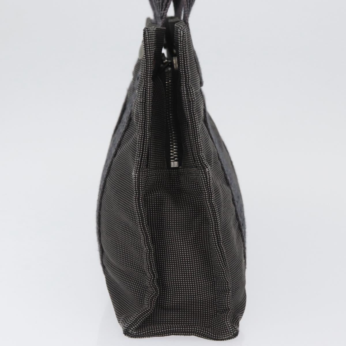 HERMES Her Line PM Hand Bag Canvas Gray Silver Auth AMZ370