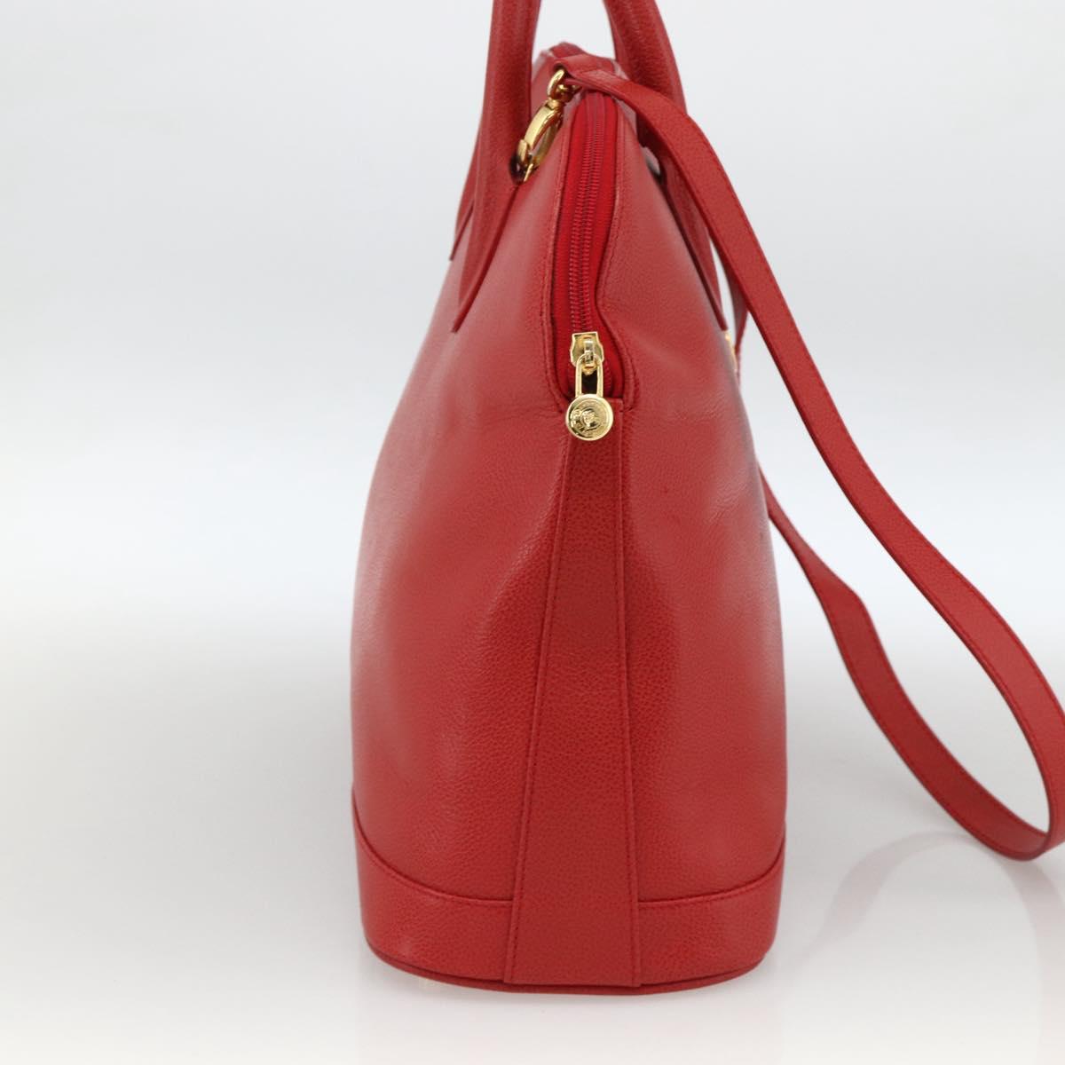 Burberrys Hand Bag Leather 2way Red Gold Auth AMZ371