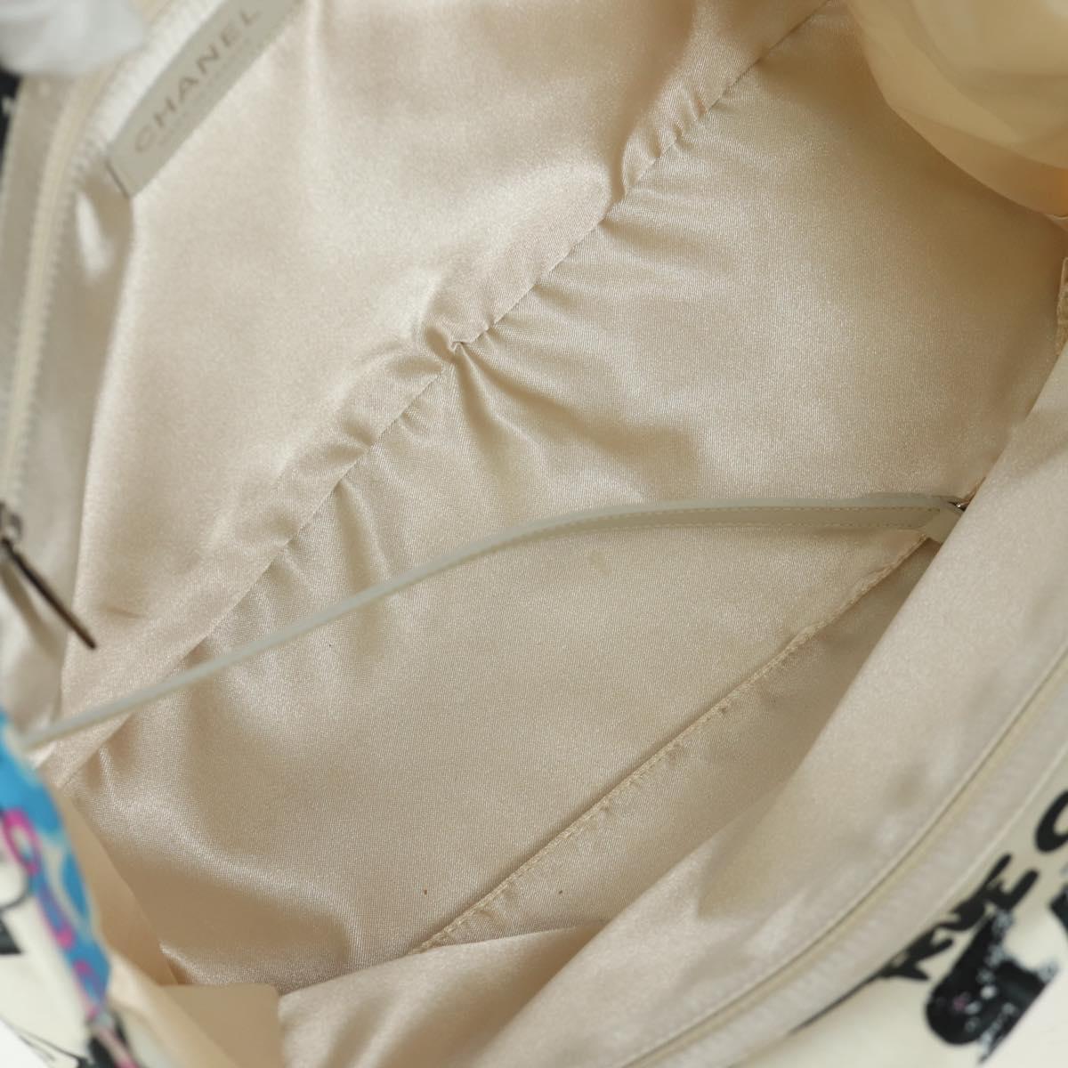 CHANEL New Travel line Hawaii Limited Bag Nylon White Silver CC Auth AMZ373V