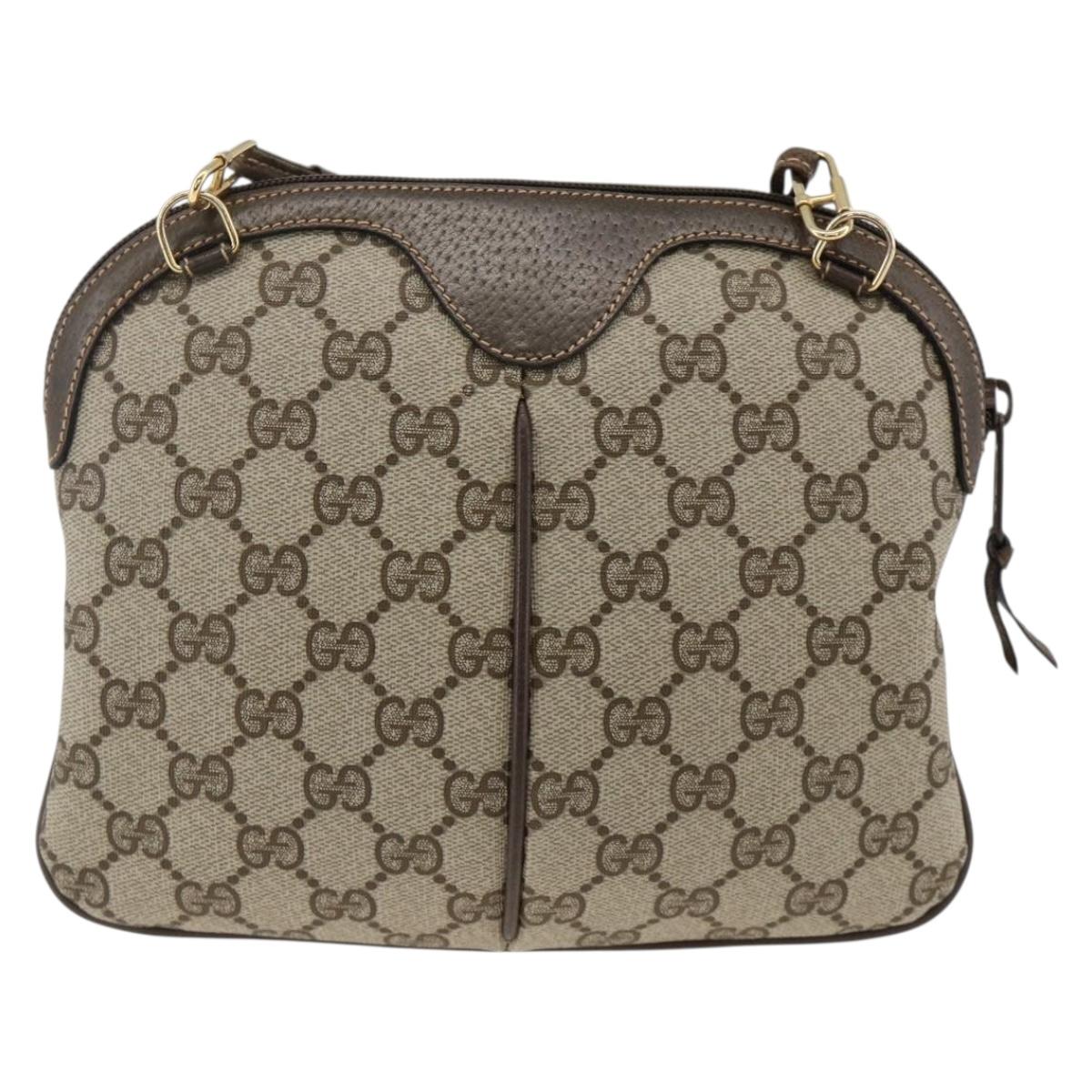 GUCCI GG Supreme Web Sherry Line Bag PVC Beige Gold 904 02 047 Auth AMZ376