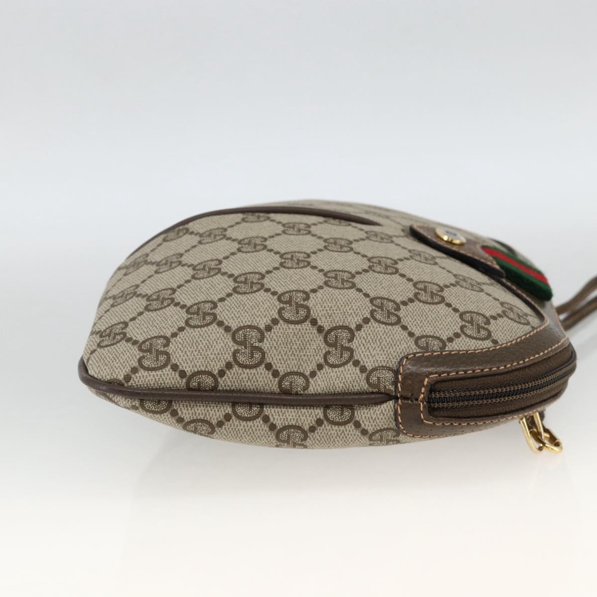 GUCCI GG Supreme Web Sherry Line Bag PVC Beige Gold 904 02 047 Auth AMZ376