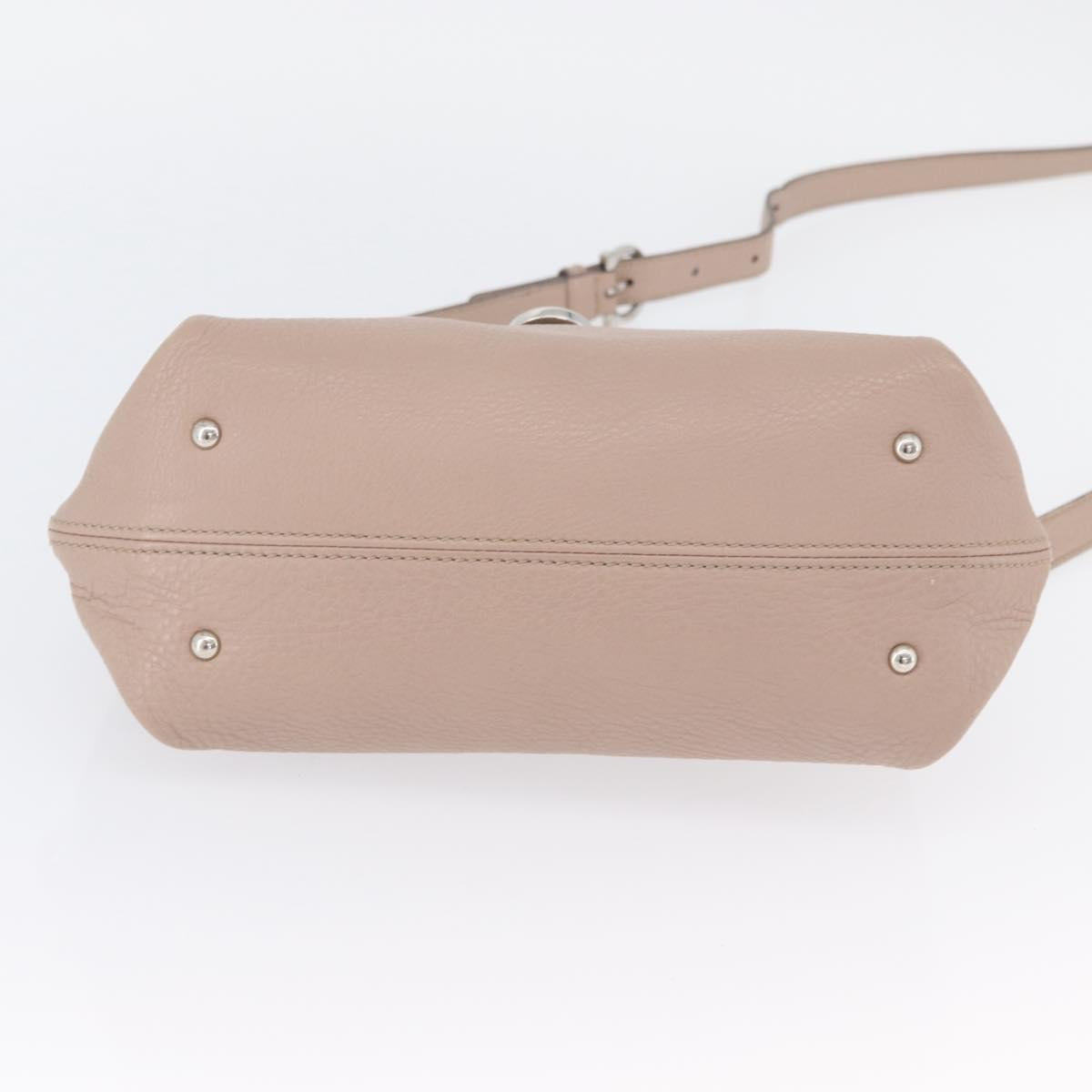 Salvatore Ferragamo Gancini Sofia Hand Bag Leather 2way Pink Silver Auth AMZ379A