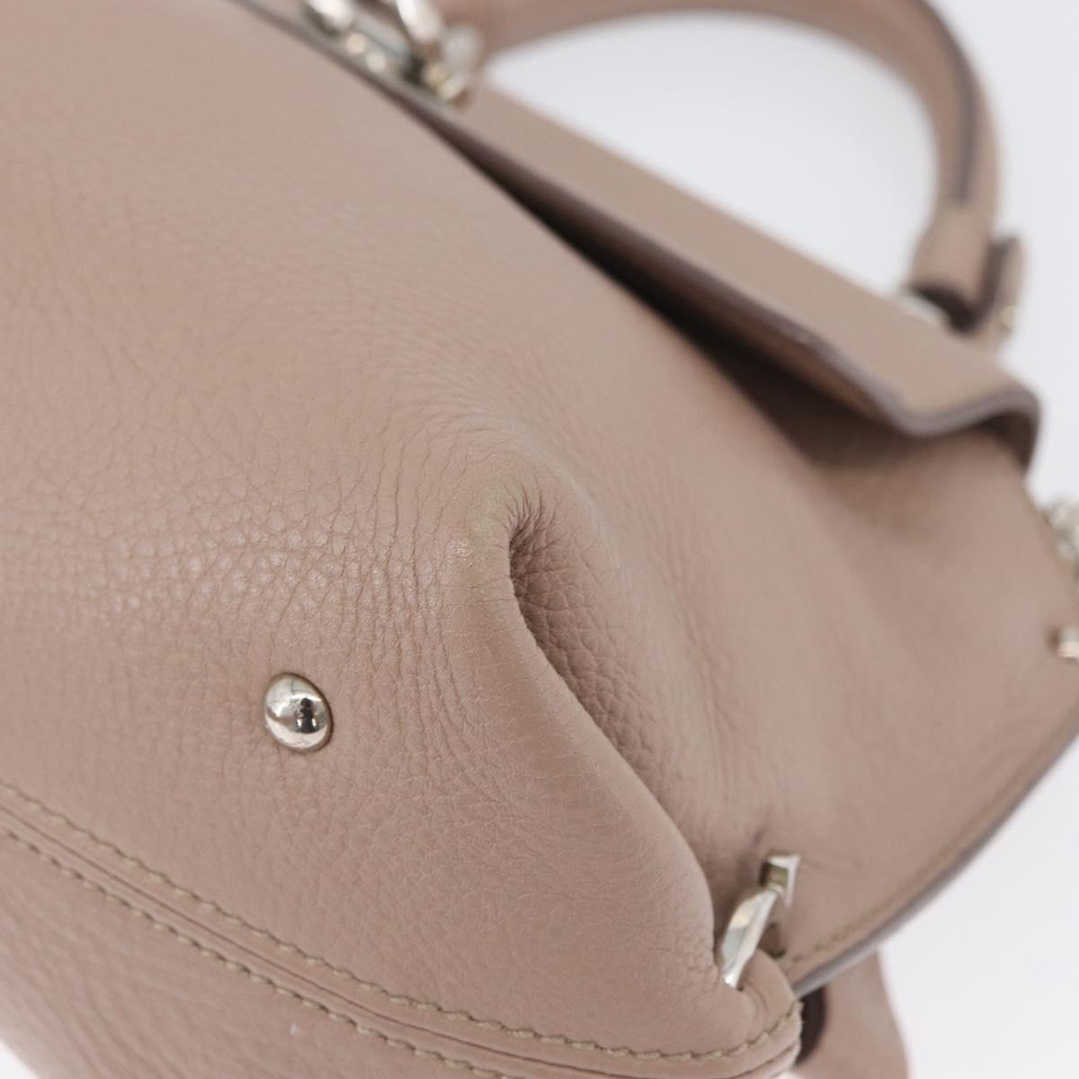 Salvatore Ferragamo Gancini Sofia Hand Bag Leather 2way Pink Silver Auth AMZ379A