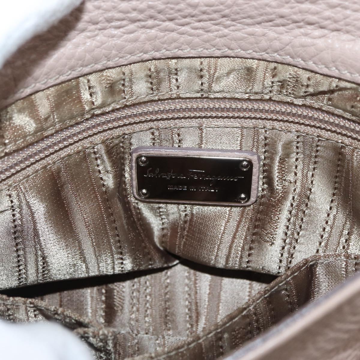 Salvatore Ferragamo Gancini Sofia Hand Bag Leather 2way Pink Silver Auth AMZ379A