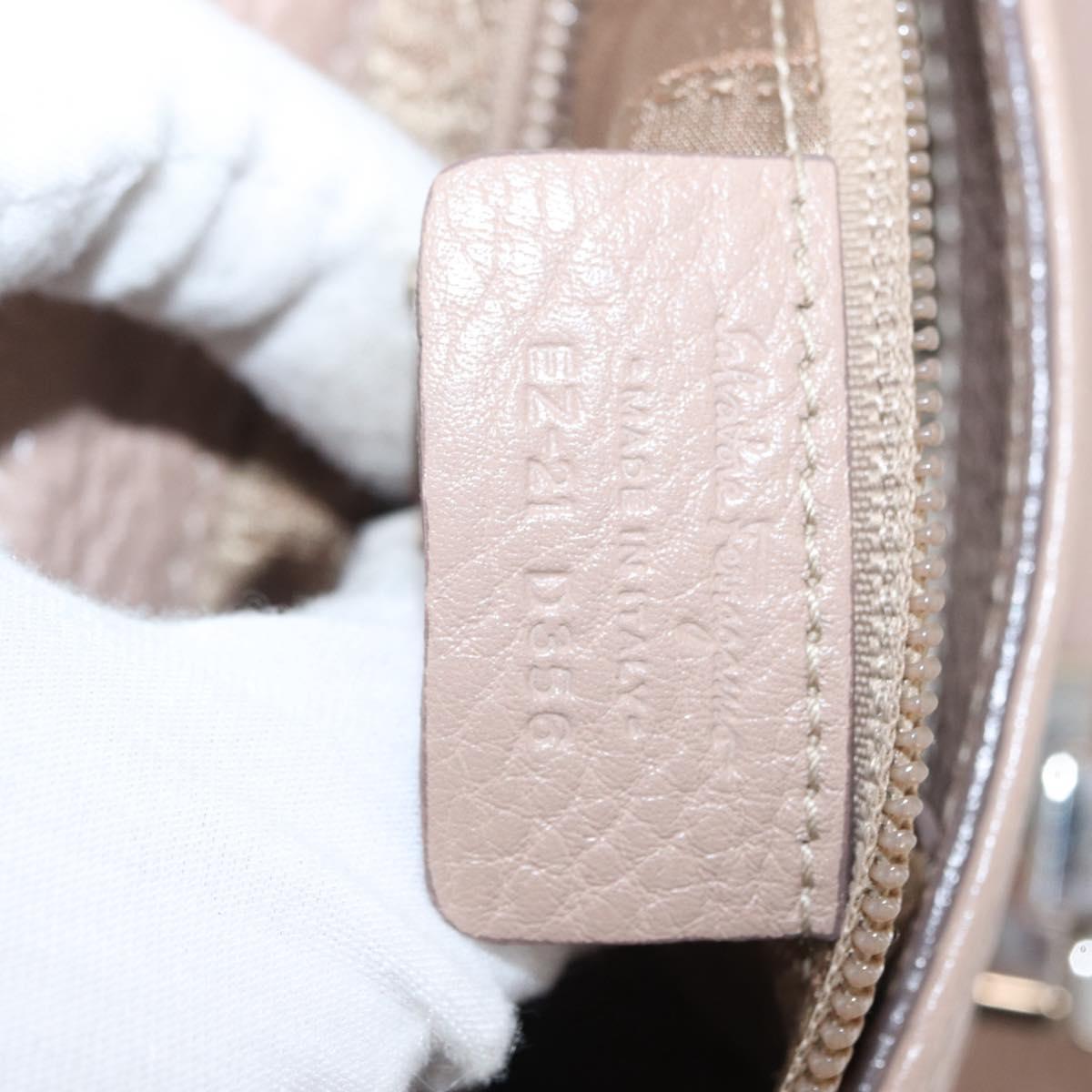 Salvatore Ferragamo Gancini Sofia Hand Bag Leather 2way Pink Silver Auth AMZ379A