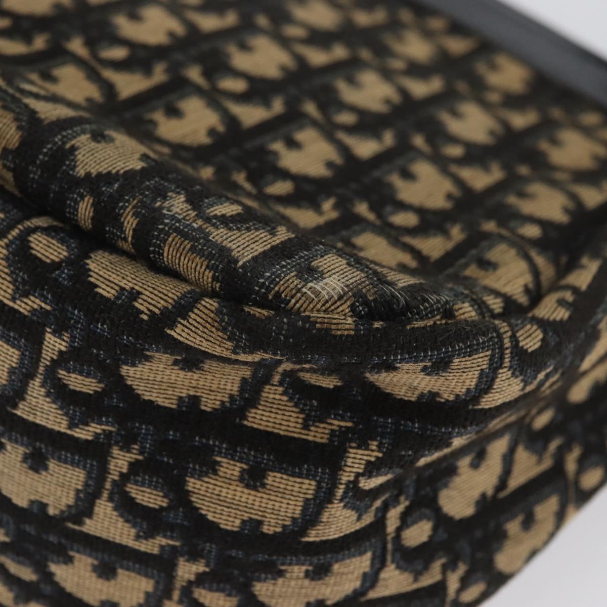 Christian Dior Trotter Canvas Shoulder Bag Navy Gold Auth AMZ388