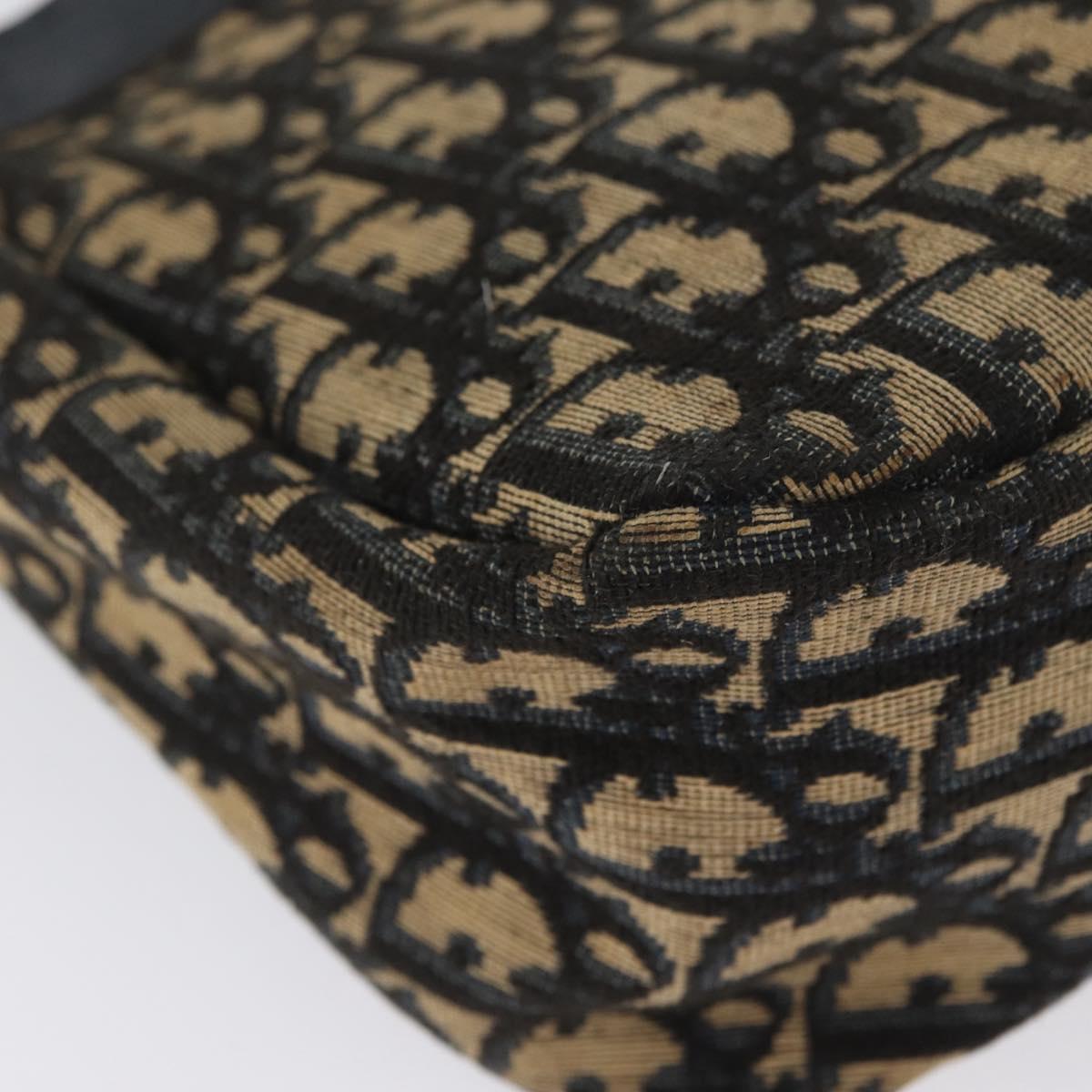 Christian Dior Trotter Canvas Shoulder Bag Navy Gold Auth AMZ388