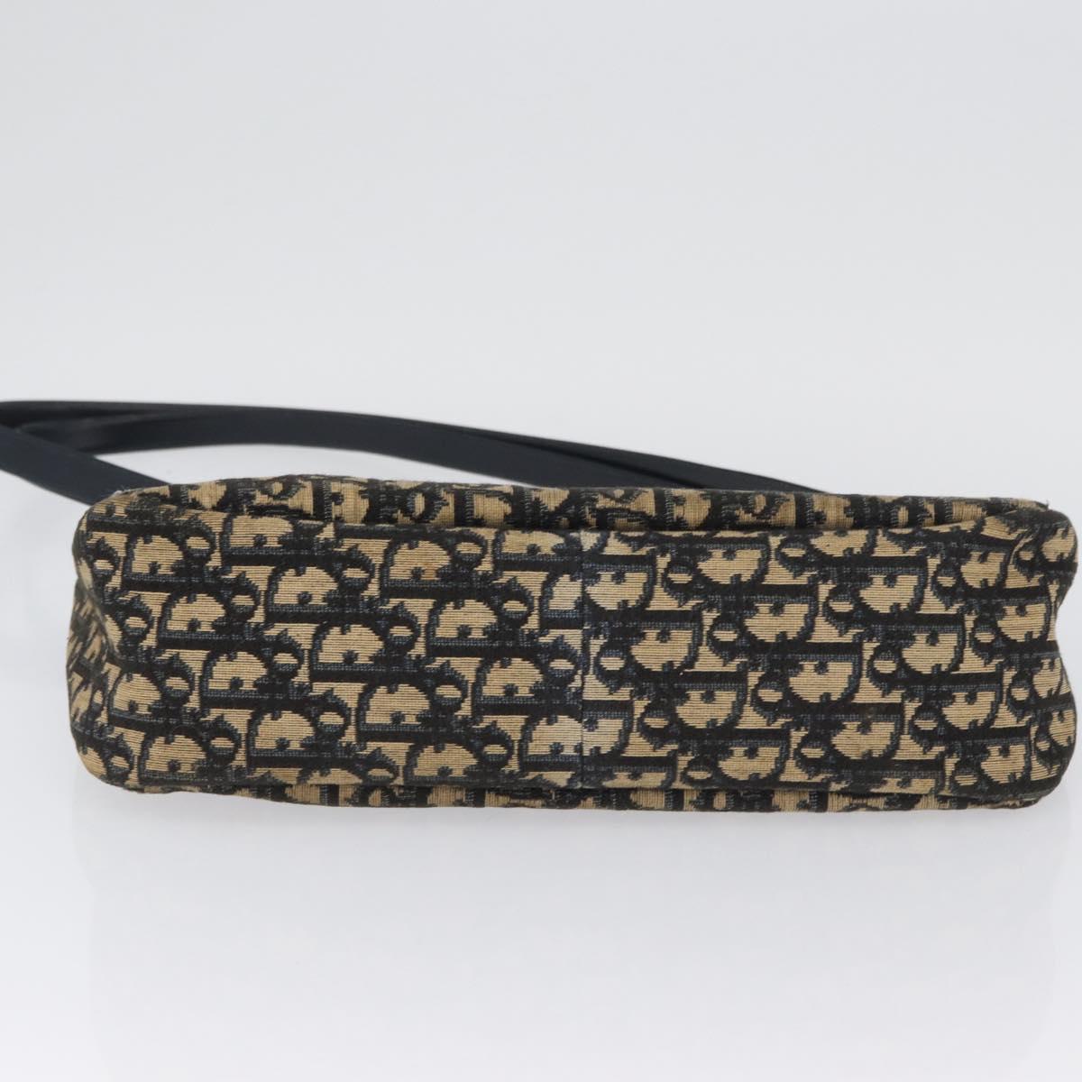 Christian Dior Trotter Canvas Shoulder Bag Navy Gold Auth AMZ388