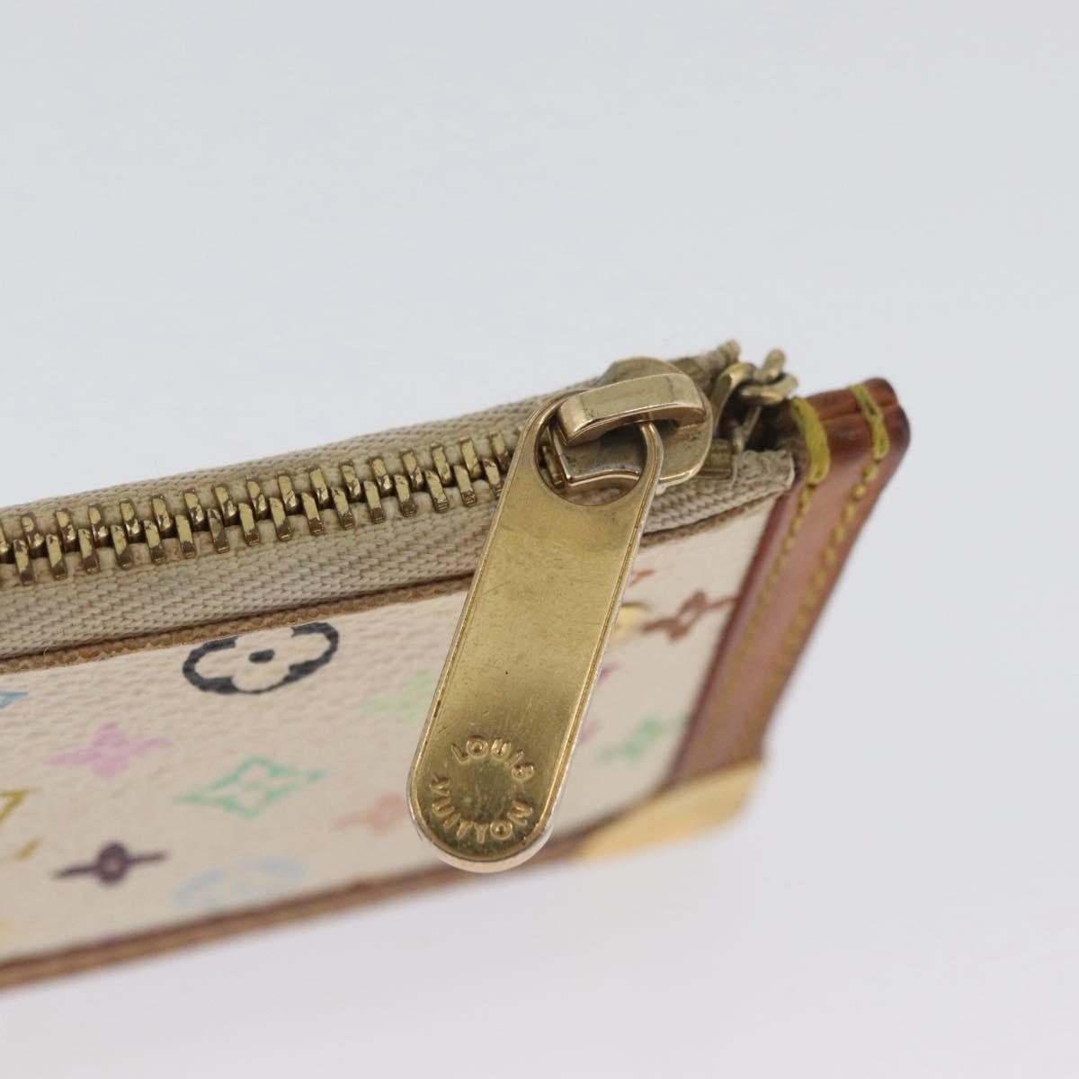 LOUIS VUITTON Monogram Multicolor Pochette Cles Purse White M92655 Auth AMZ391A