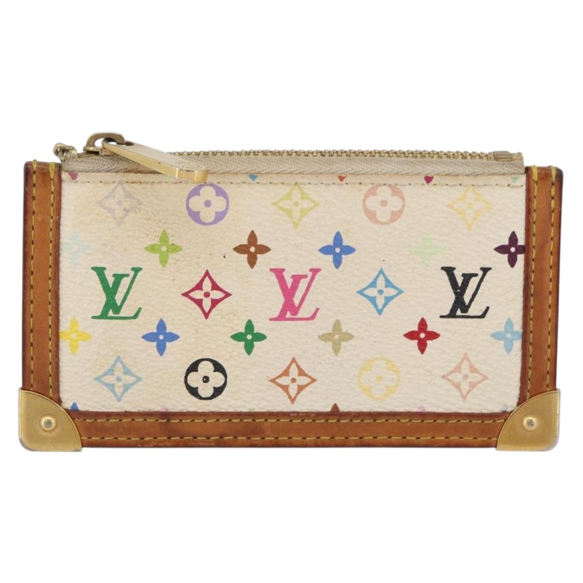 LOUIS VUITTON Monogram Multicolor Pochette Cles Purse White M92655 Auth AMZ391A