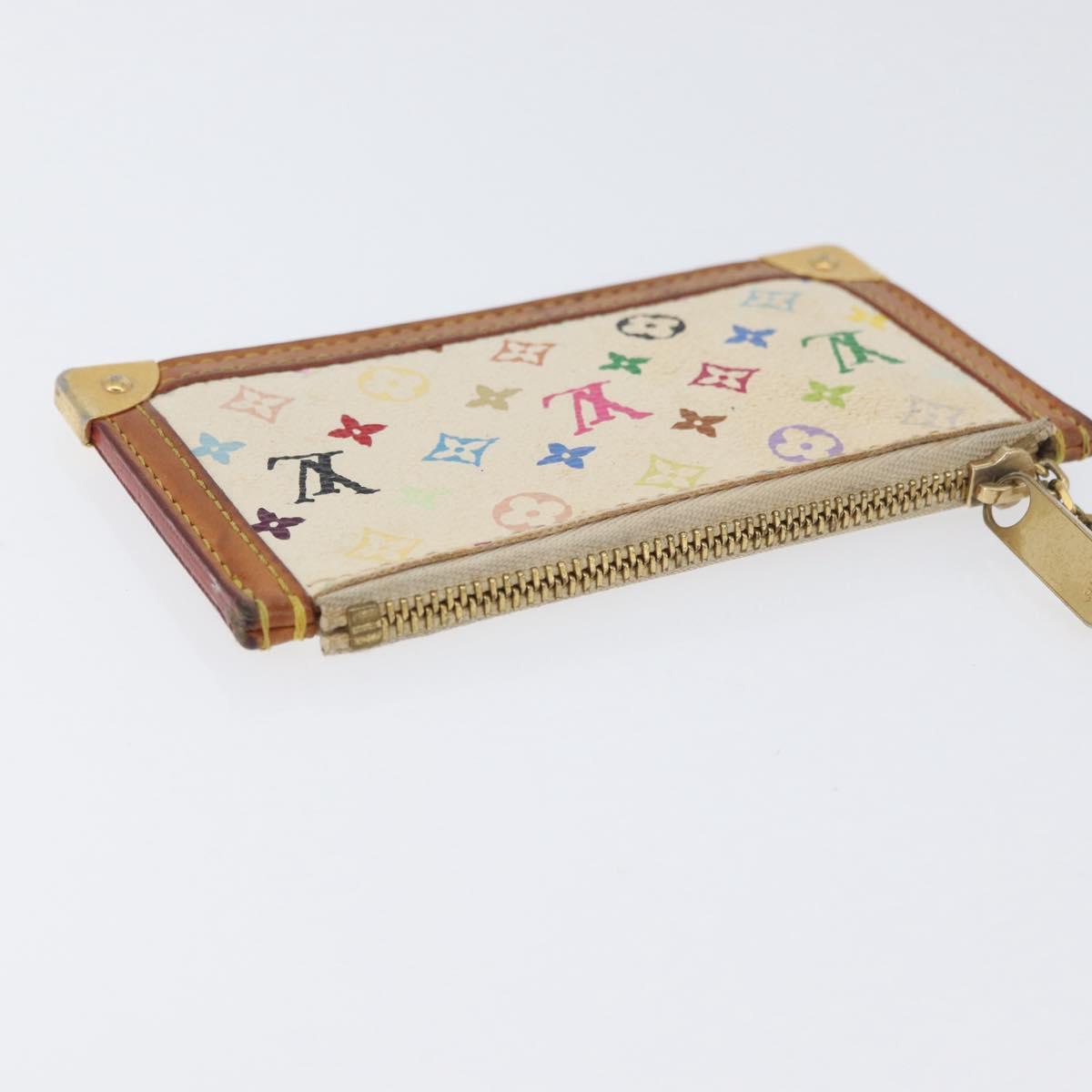 LOUIS VUITTON Monogram Multicolor Pochette Cles Purse White M92655 Auth AMZ391A