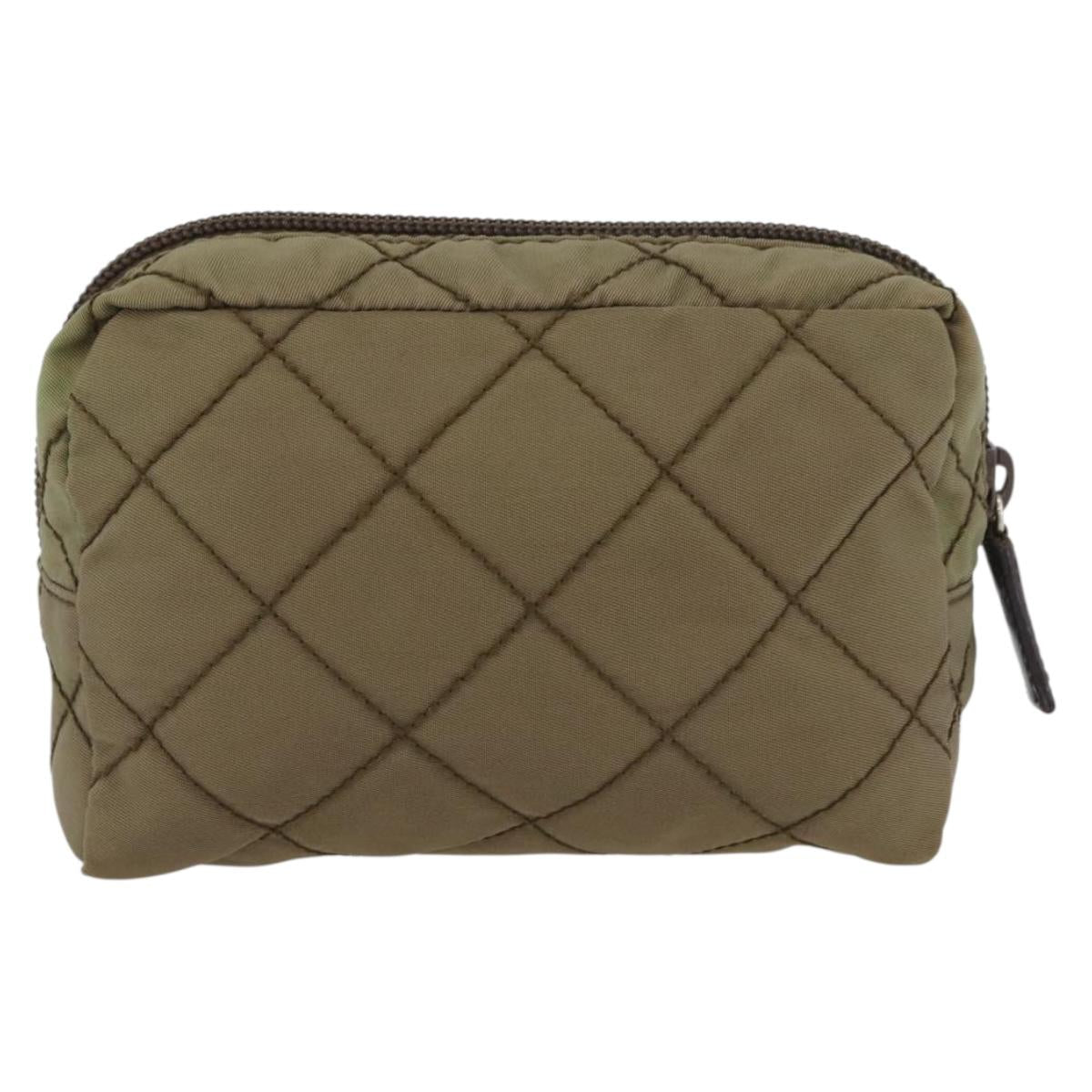 PRADA Pouch Nylon Khaki Auth AMZ393