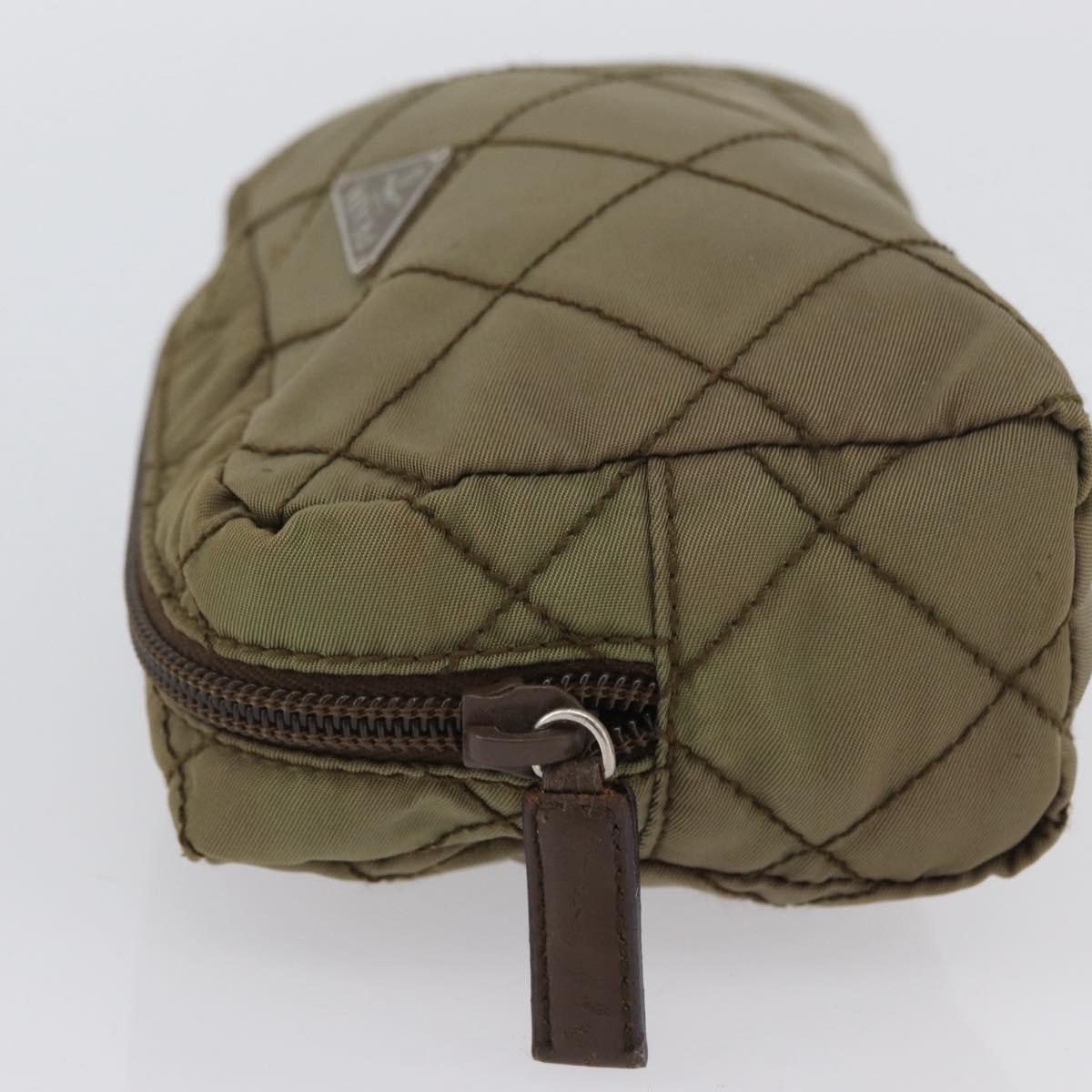 PRADA Pouch Nylon Khaki Auth AMZ393