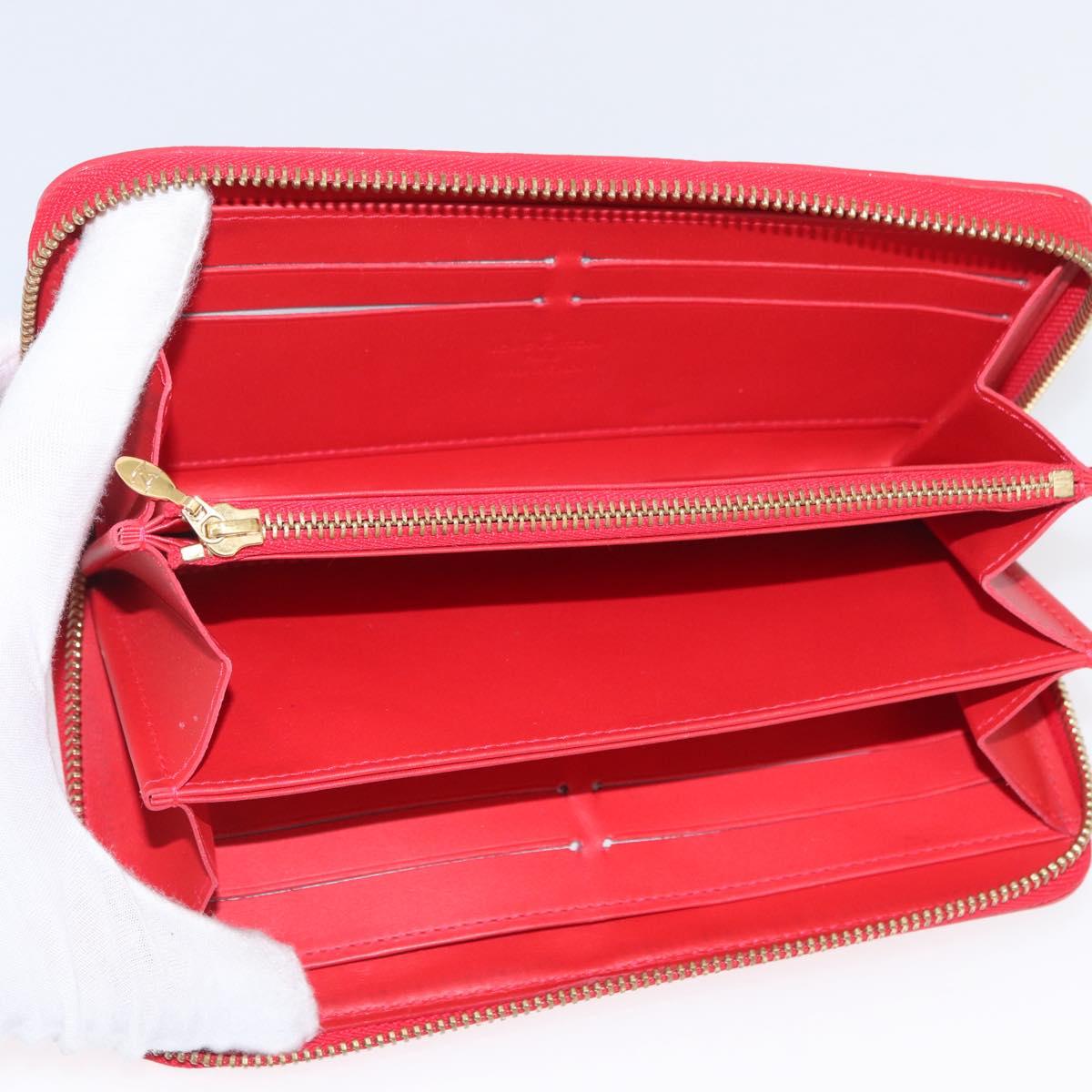 LOUIS VUITTON Vernis Zippy Wallet Rouge Grunadine M91732 LV Auth AMZ396