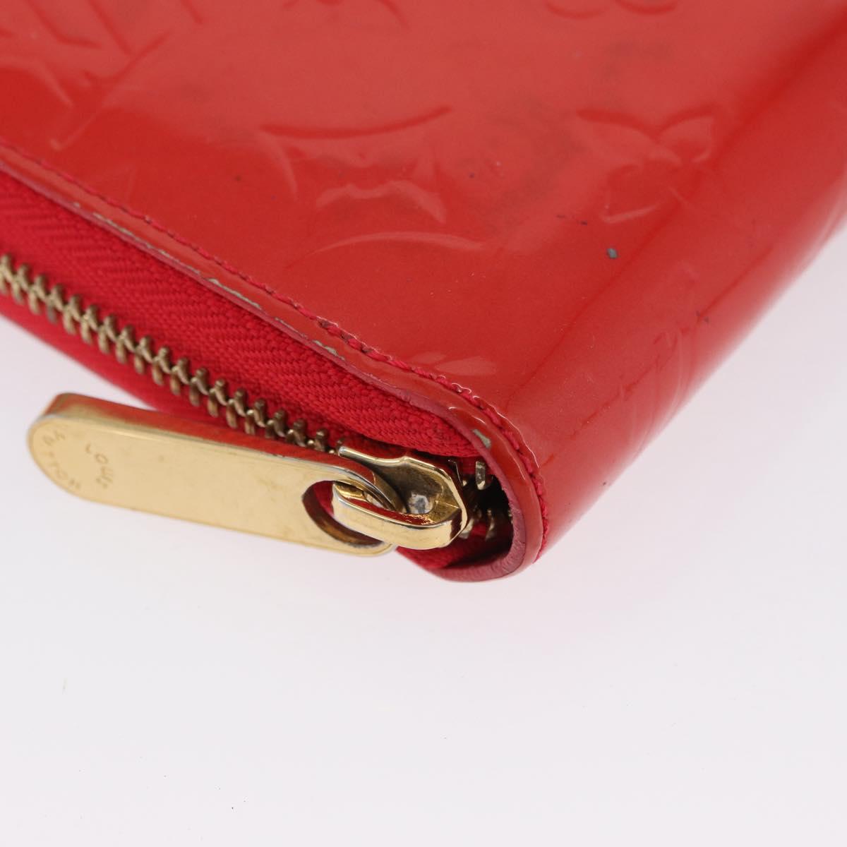 LOUIS VUITTON Vernis Zippy Wallet Rouge Grunadine M91732 LV Auth AMZ396