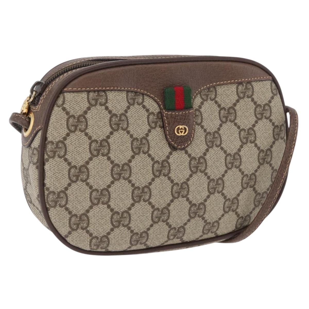 GUCCI GG Supreme Web Sherry Line Shoulder Bag PVC Beige 007 754 6112 Auth AMZ405