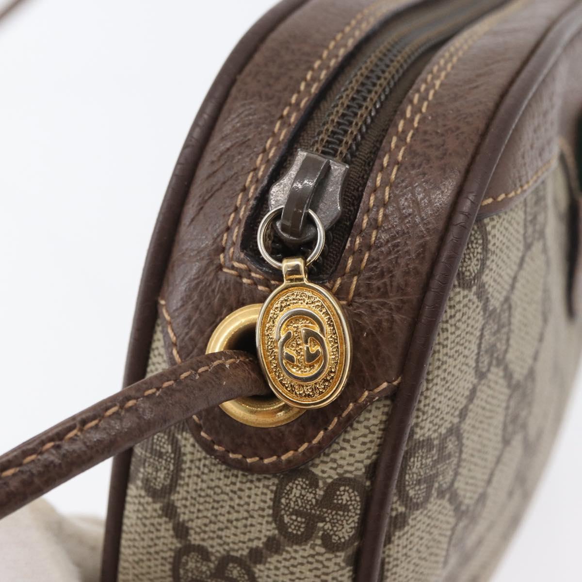 GUCCI GG Supreme Web Sherry Line Shoulder Bag PVC Beige 007 754 6112 Auth AMZ405