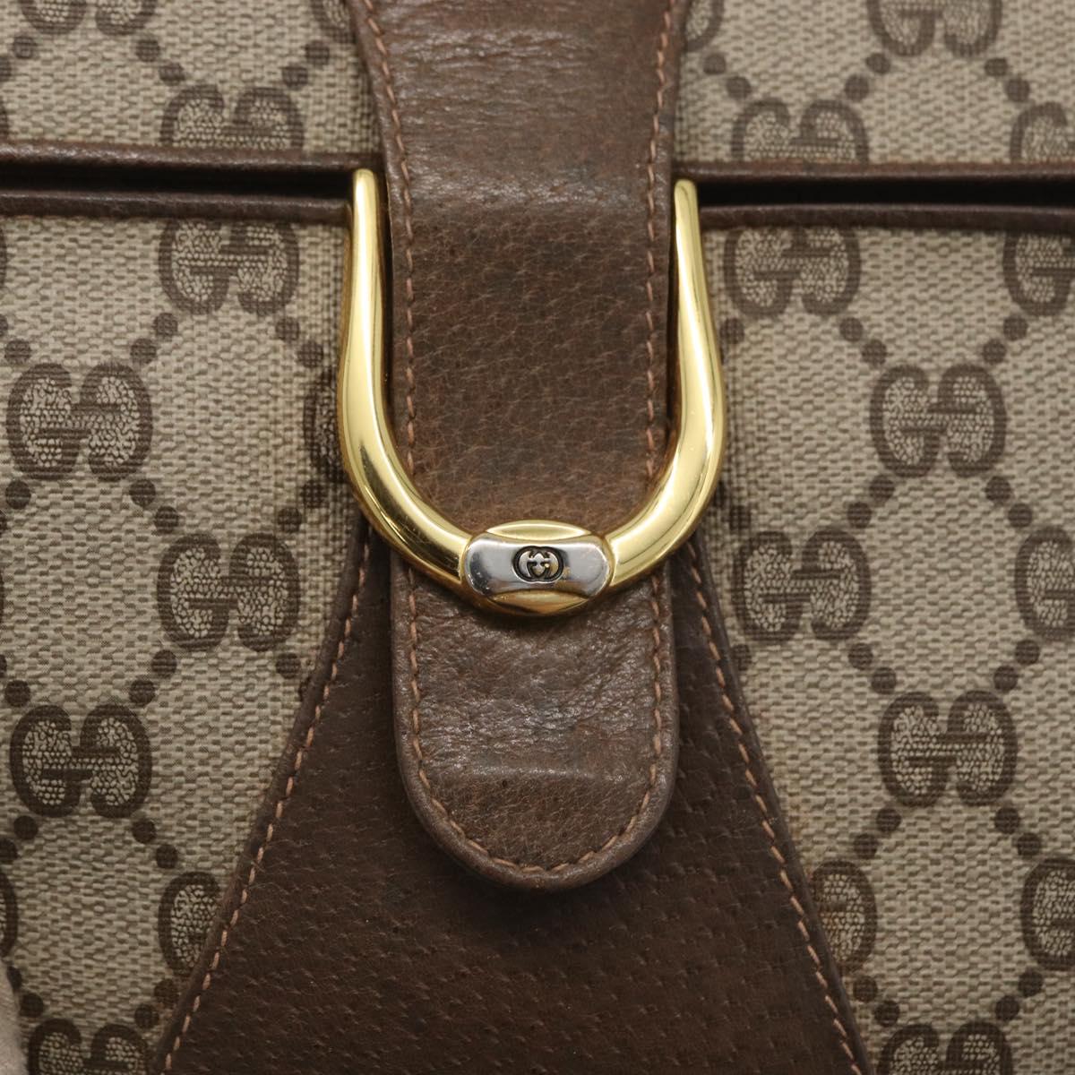 GUCCI GG Supreme Shoulder Bag PVC Beige Gold Auth AMZ406