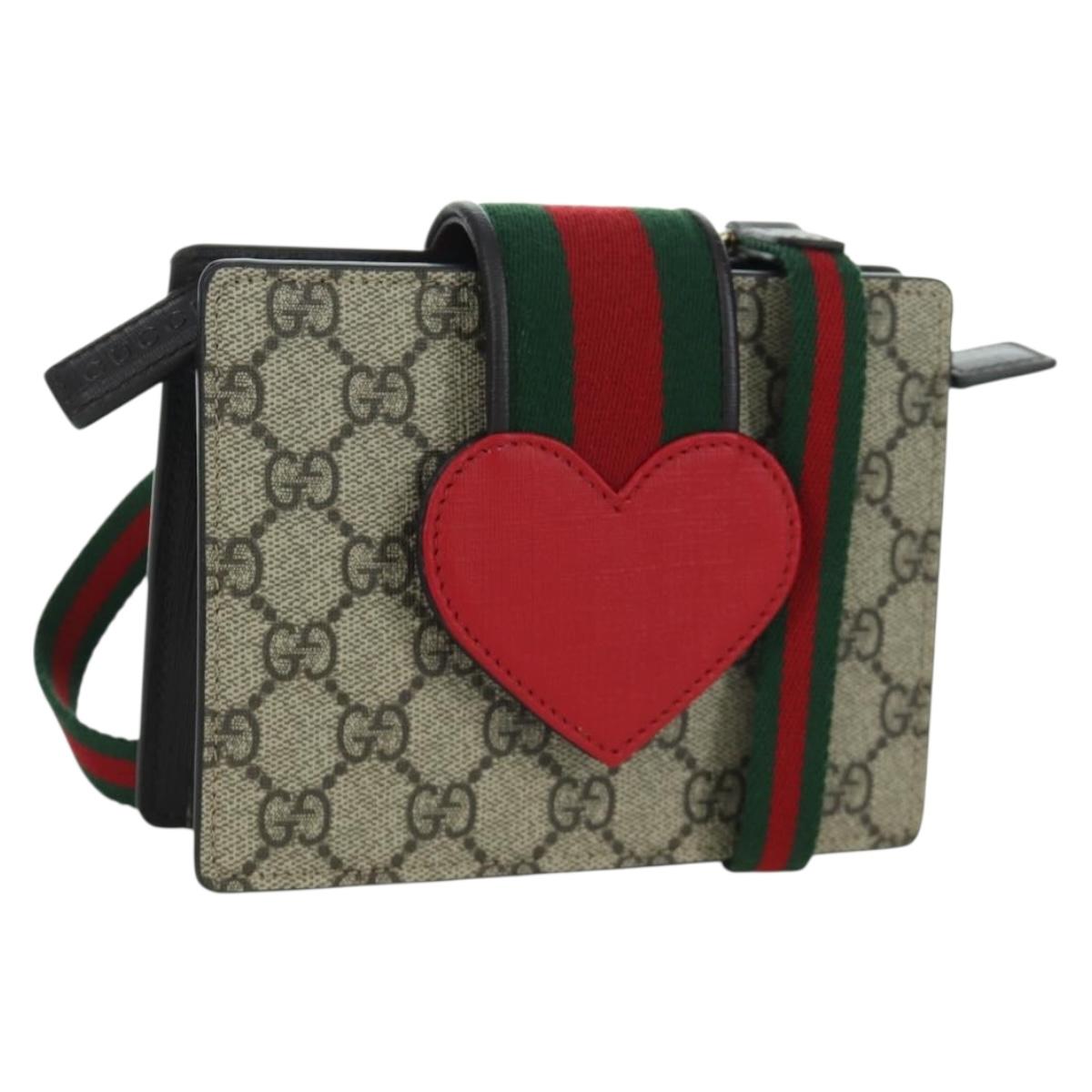 GUCCI Children's GG Supreme Web Sherry Line Bag PVC Beige 793830 Auth AMZ409M