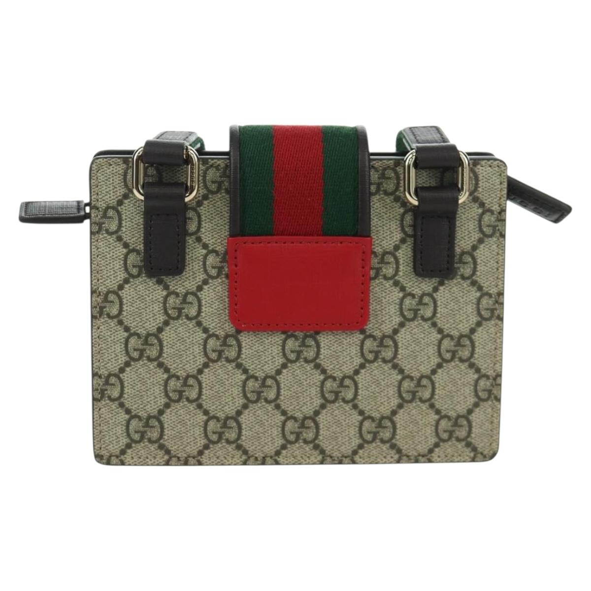 GUCCI Children's GG Supreme Web Sherry Line Bag PVC Beige 793830 Auth AMZ409M