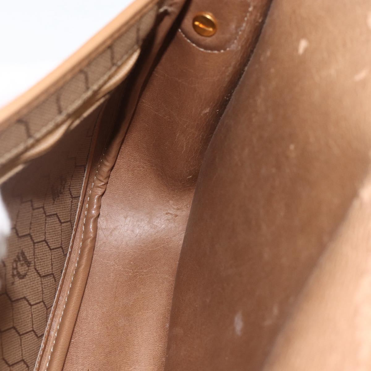 Christian Dior Honeycomb Canvas Shoulder Bag PVC Beige Gold Auth AMZ410