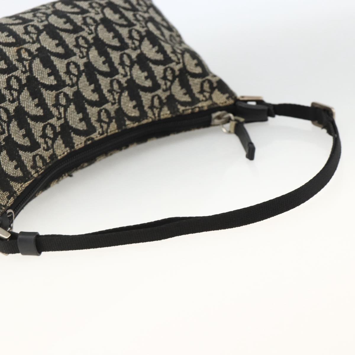 Christian Dior Trotter Canvas Accessory Pouch Black Silver Auth AMZ427
