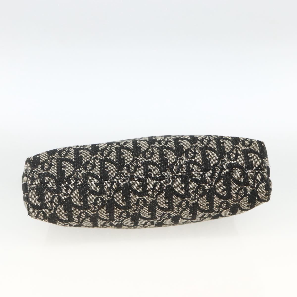 Christian Dior Trotter Canvas Accessory Pouch Black Silver Auth AMZ427