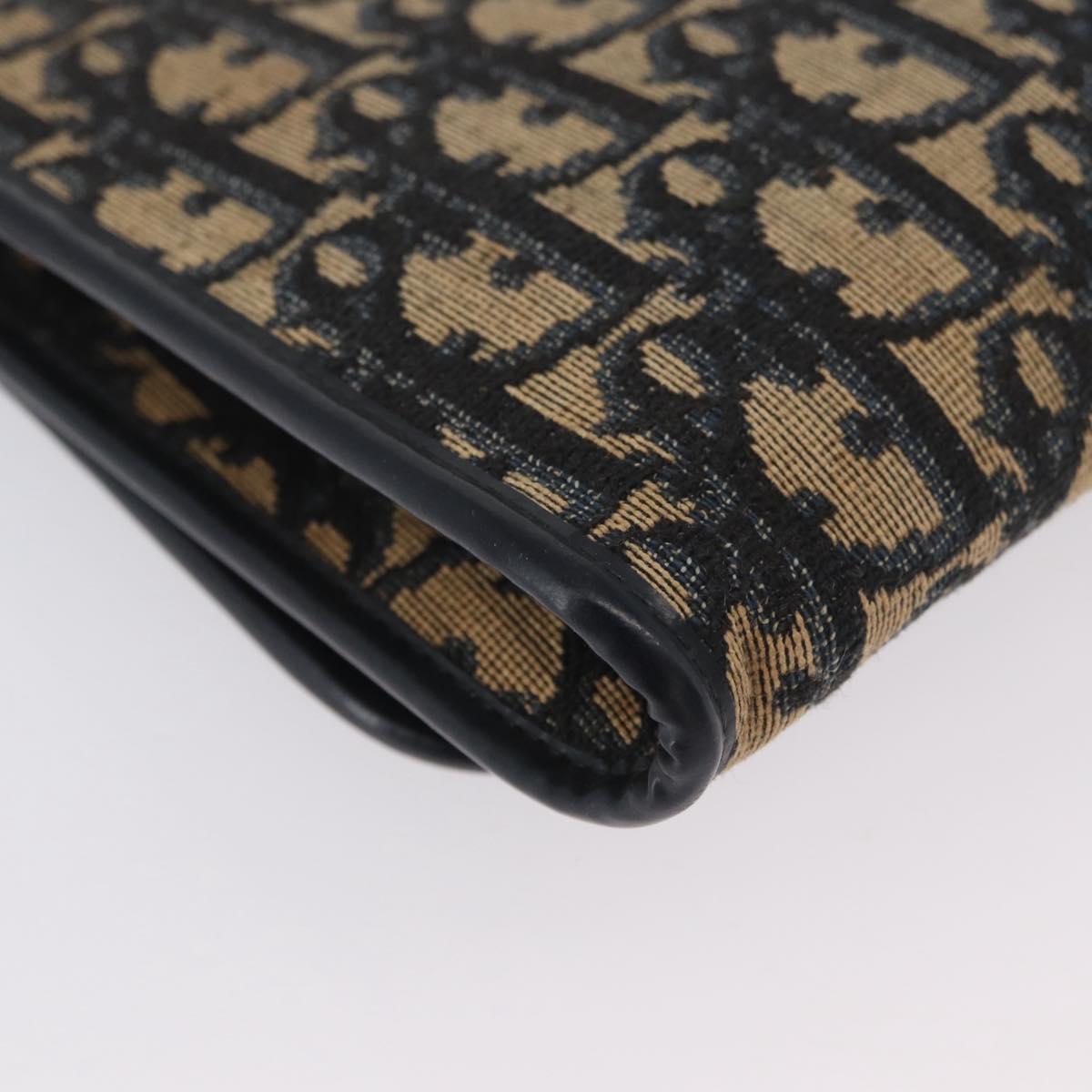 Christian Dior Trotter Canvas Chain Shoulder Bag Navy Gold Auth AMZ428