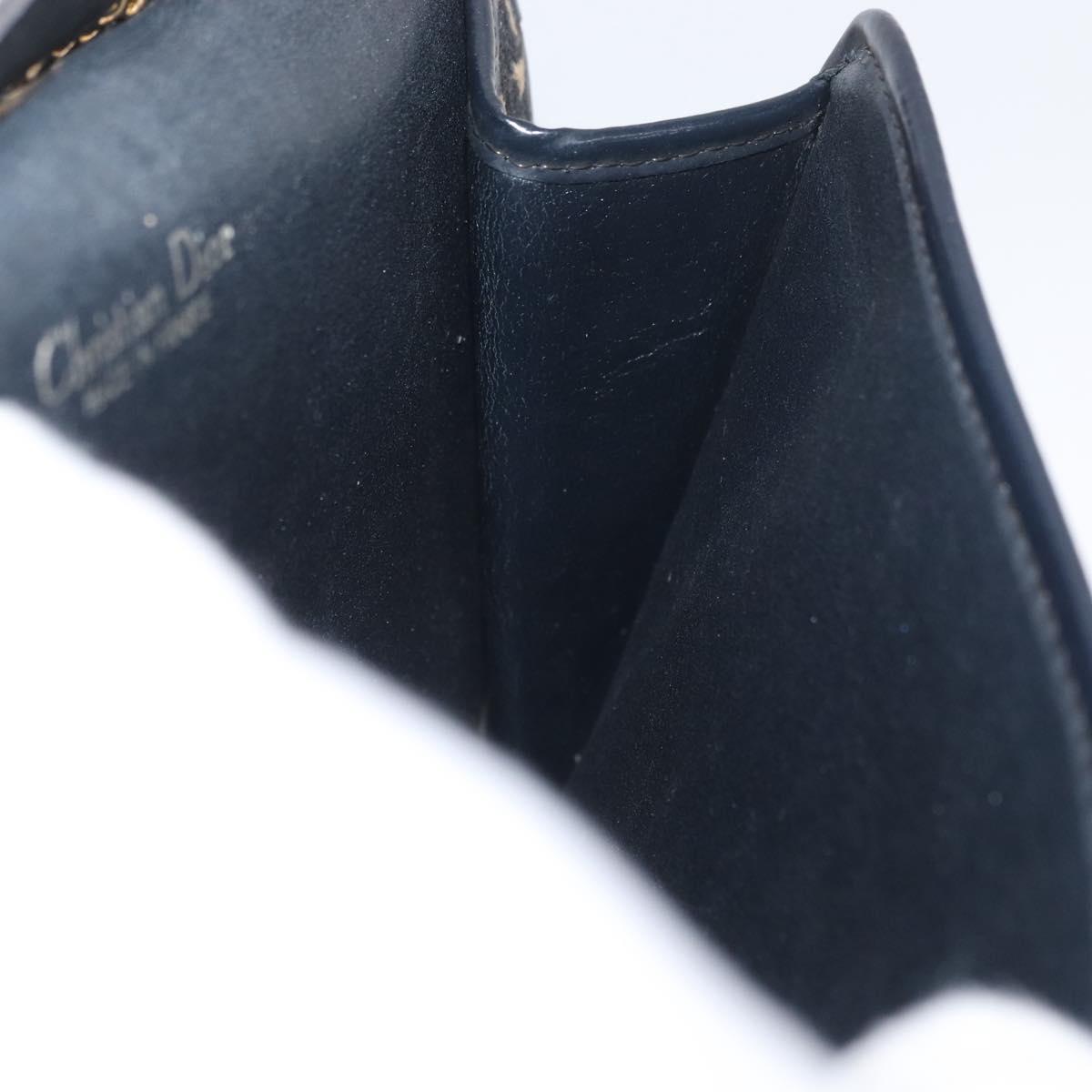 Christian Dior Trotter Canvas Chain Shoulder Bag Navy Gold Auth AMZ428