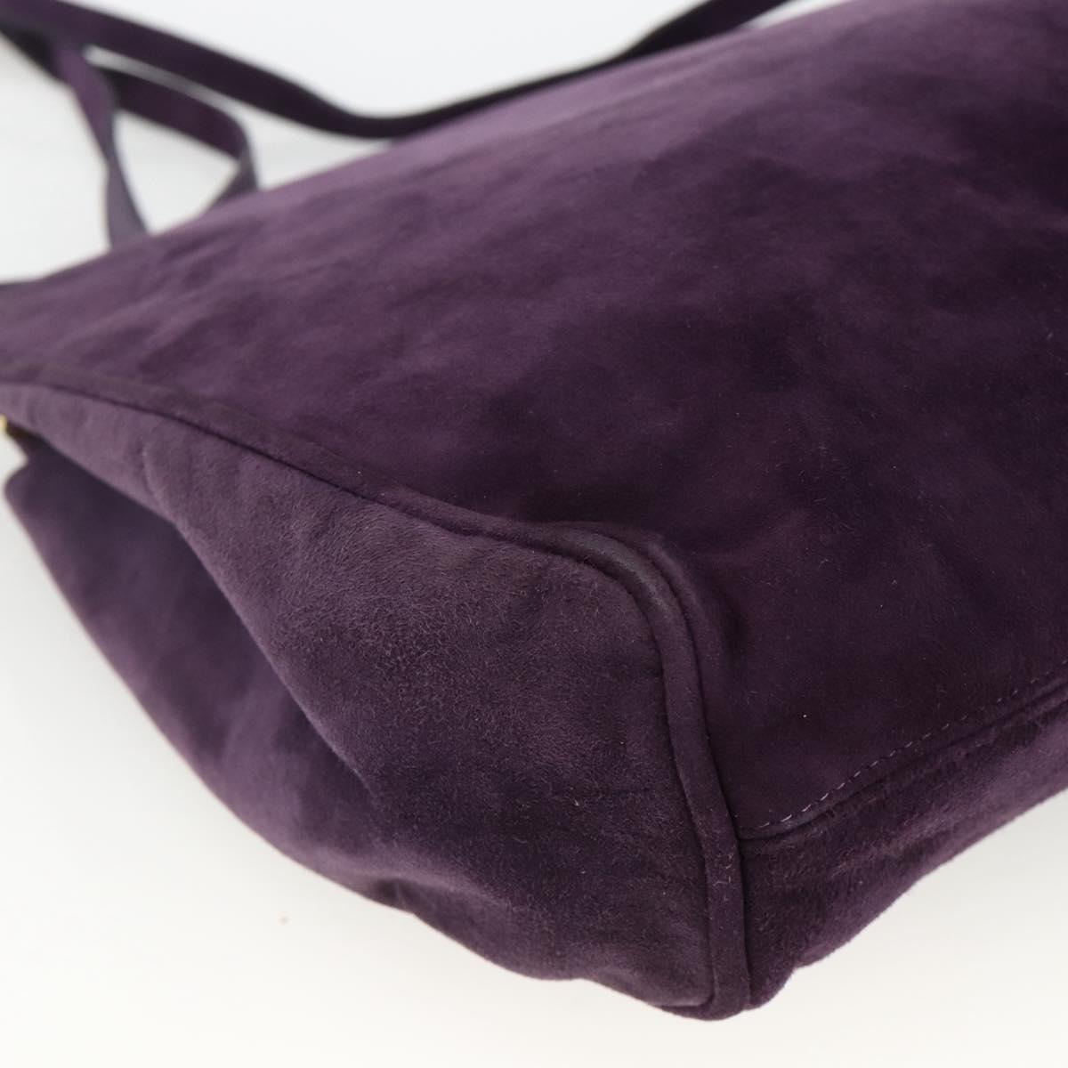 Salvatore Ferragamo Vala Shoulder Bag Suede Purple Gold Auth AMZ434