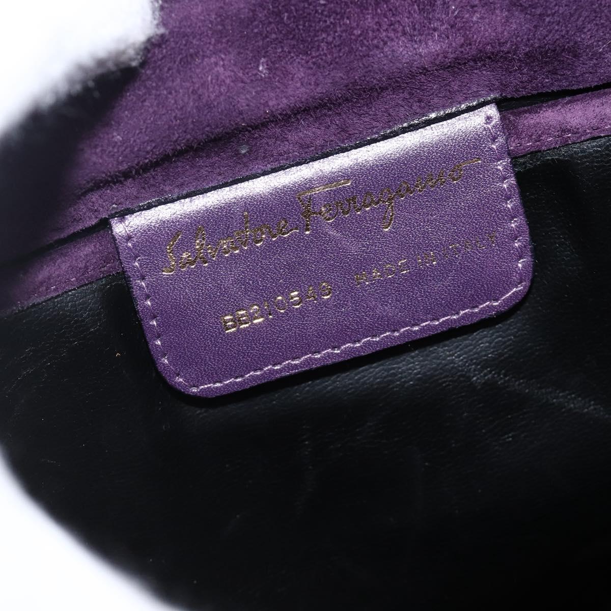 Salvatore Ferragamo Vala Shoulder Bag Suede Purple Gold Auth AMZ434