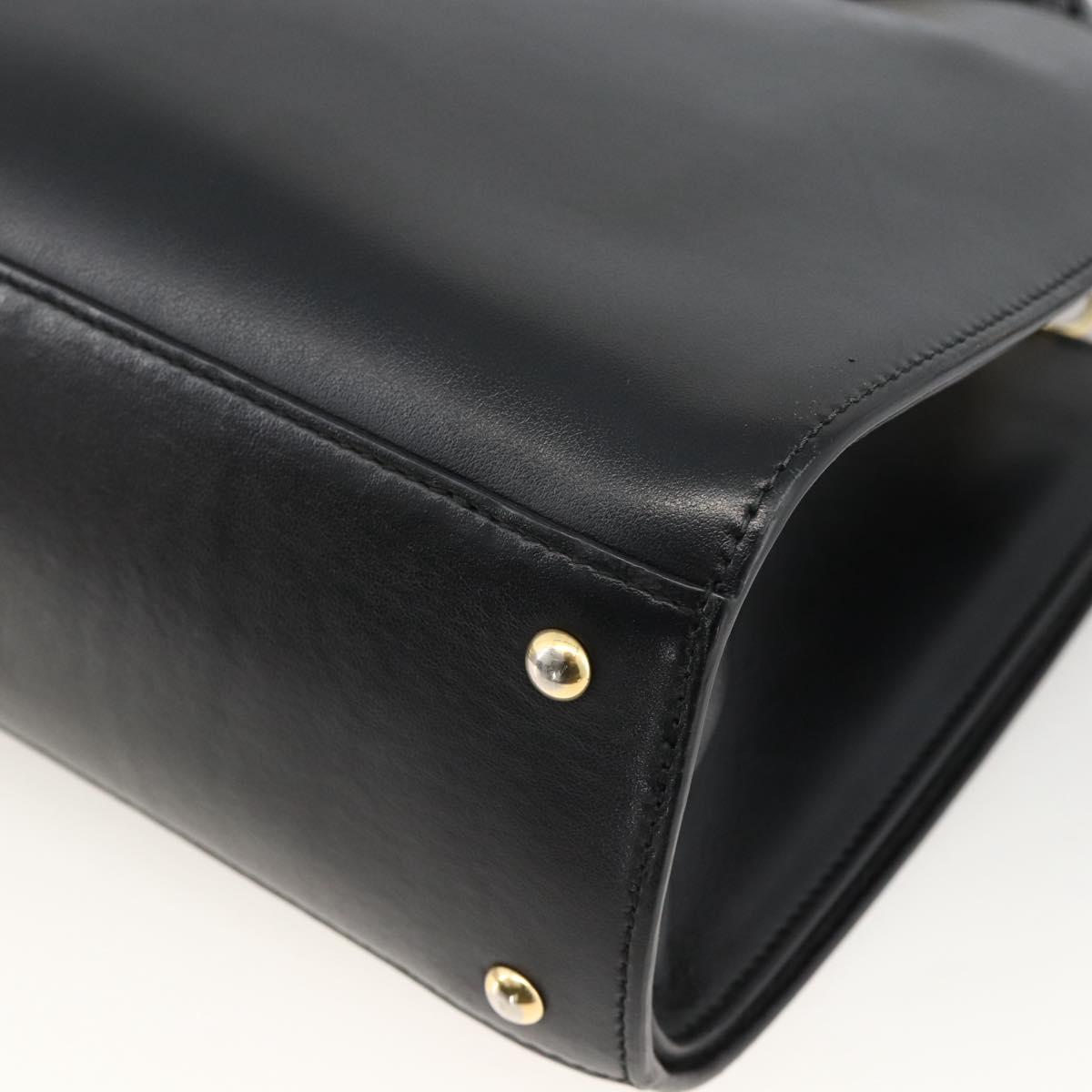 Salvatore Ferragamo Gancini Hand Bag Leather 2way Black Gold Auth AMZ435A