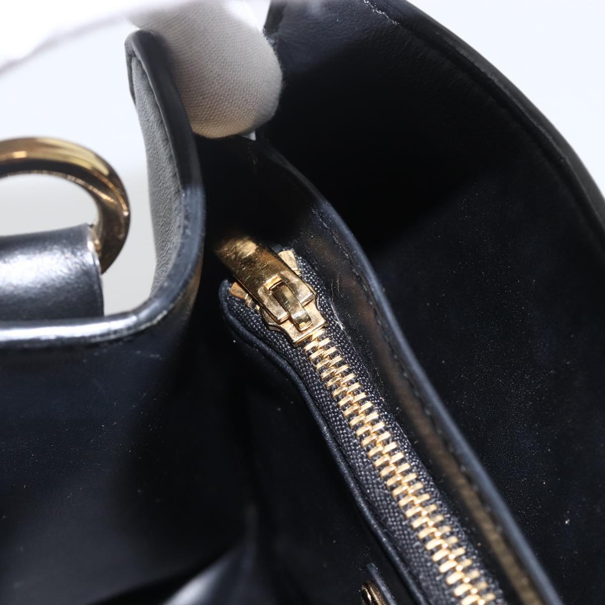 Salvatore Ferragamo Gancini Hand Bag Leather 2way Black Gold Auth AMZ435A