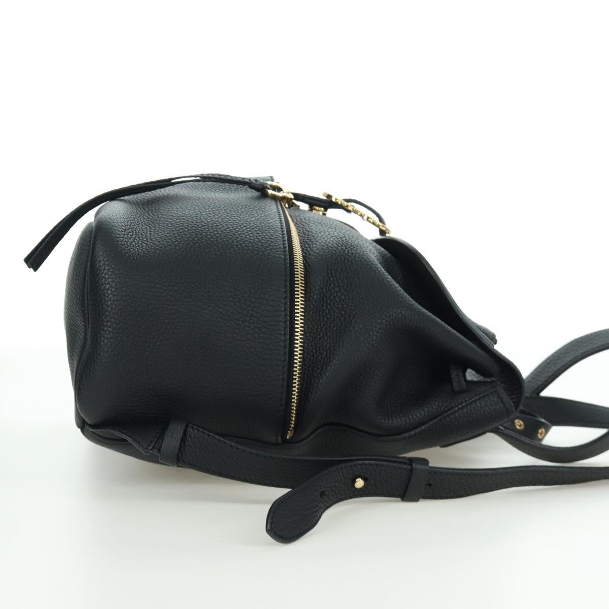 Salvatore Ferragamo Gancini Backpack Leather Black Gold Auth AMZ437V