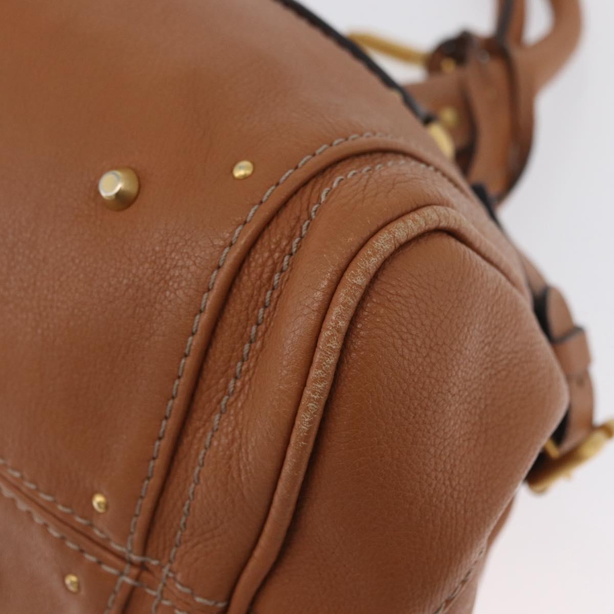 Chloe Paddington Hand Bag Leather Brown Silver gold Auth AMZ440A