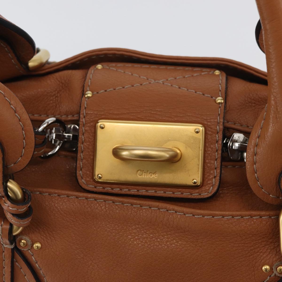 Chloe Paddington Hand Bag Leather Brown Silver gold Auth AMZ440A