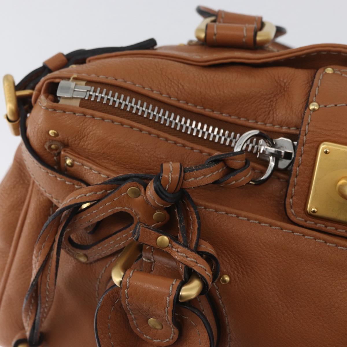 Chloe Paddington Hand Bag Leather Brown Silver gold Auth AMZ440A