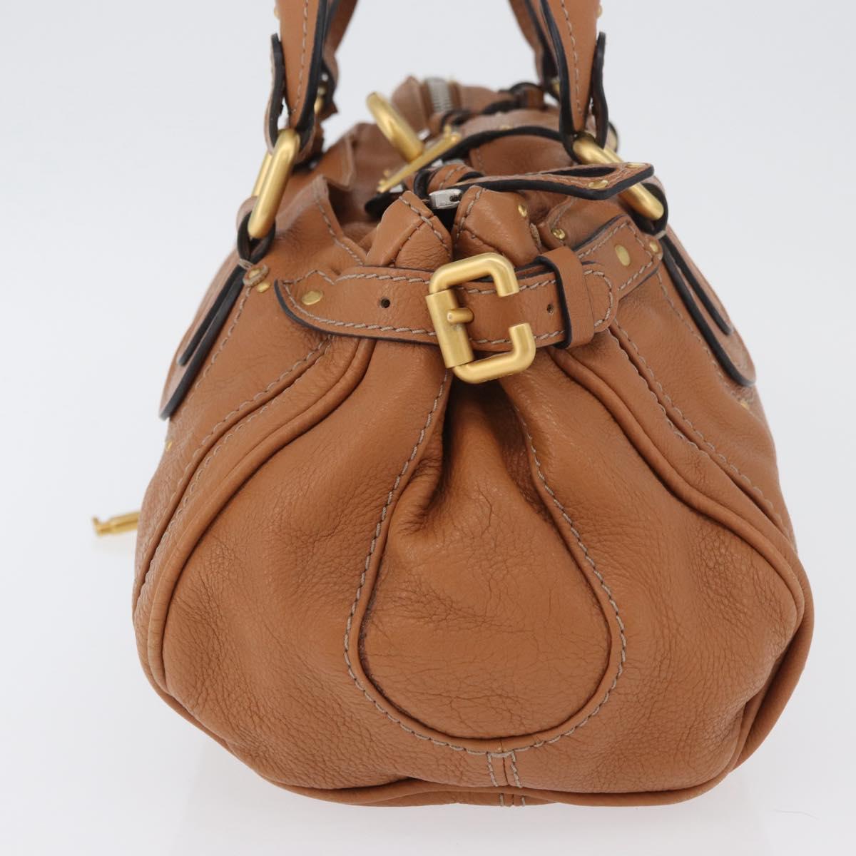 Chloe Paddington Hand Bag Leather Brown Silver gold Auth AMZ440A