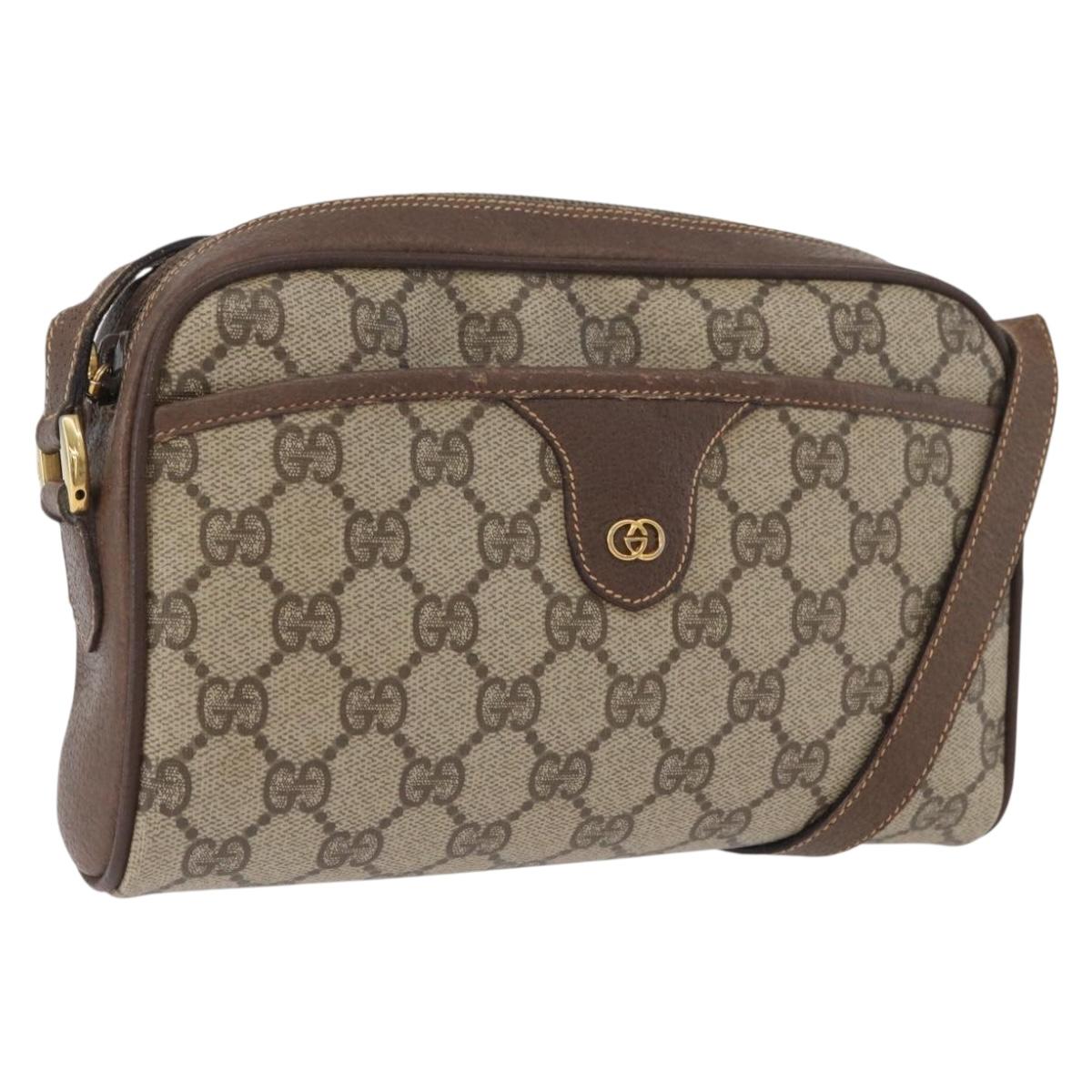 GUCCI GG Supreme Shoulder Bag PVC Beige Gold 001 58 6594 Auth AMZ443