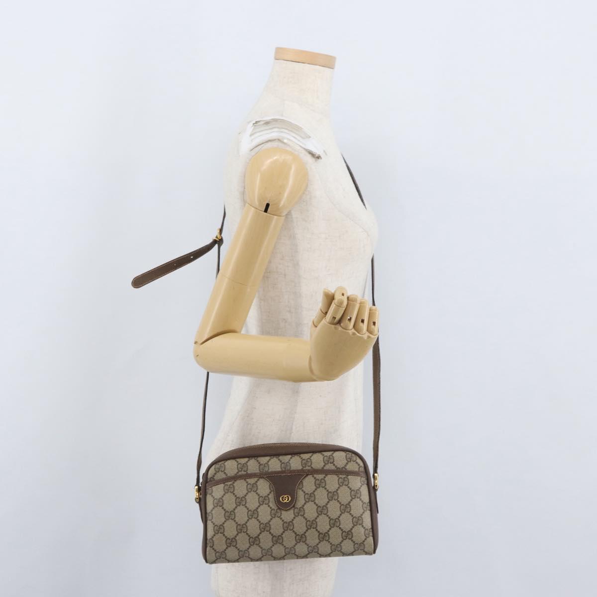 GUCCI GG Supreme Shoulder Bag PVC Beige Gold 001 58 6594 Auth AMZ443