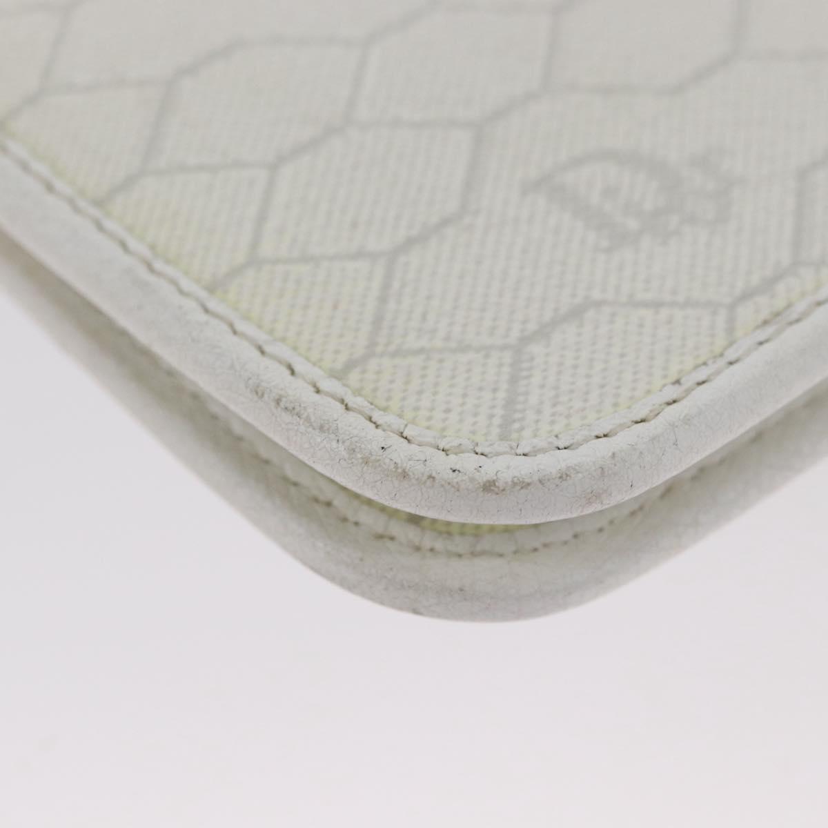 Christian Dior Honeycomb Canvas Chain Shoulder Bag PVC White Gold Auth AMZ444