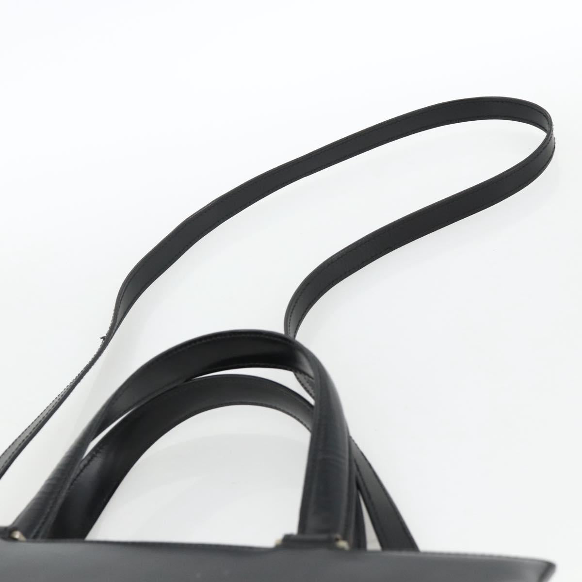 Salvatore Ferragamo Gancini Hand Bag Leather 2way Black Silver Auth AMZ445