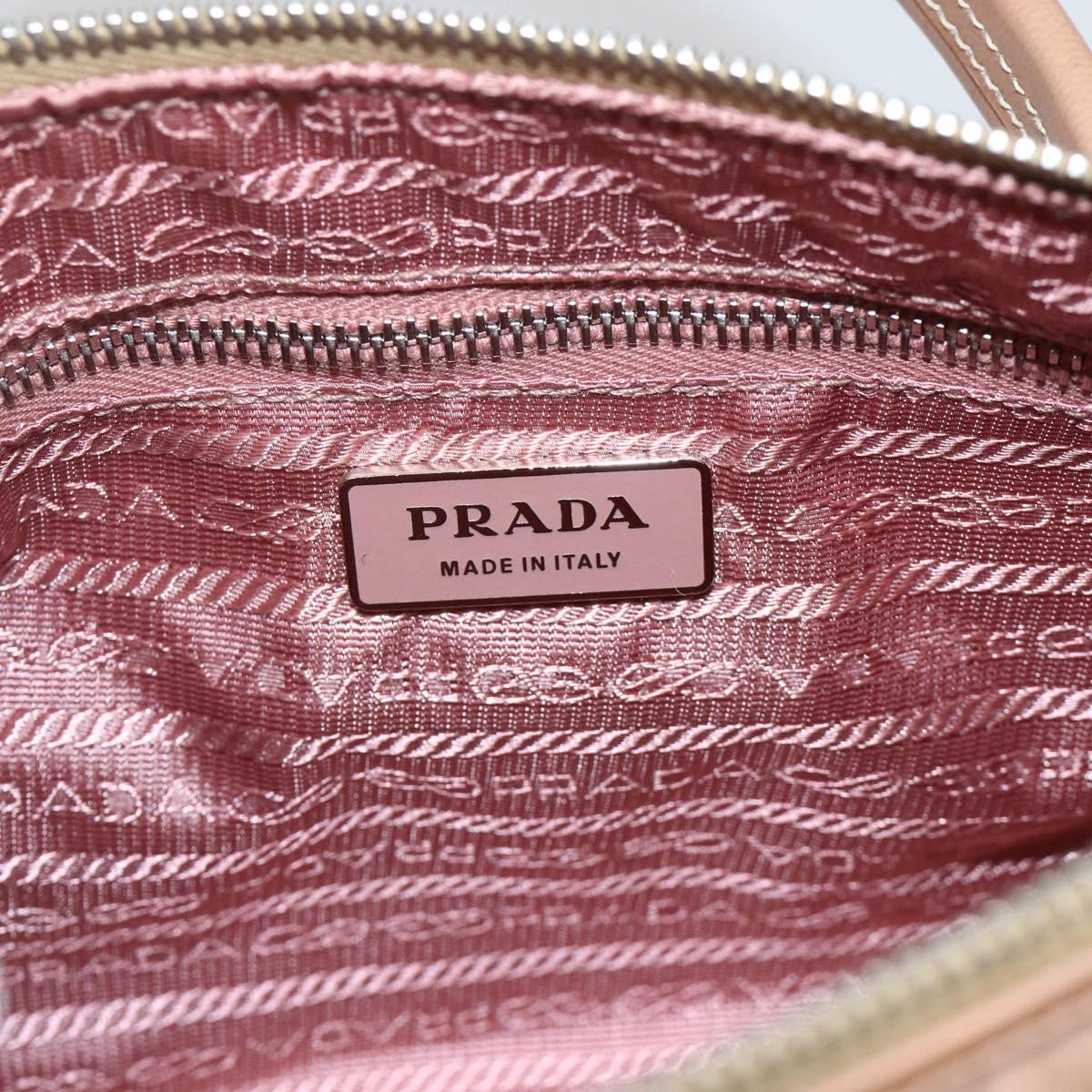 PRADA Shoulder Bag Nylon Beige Silver Auth AMZ446A